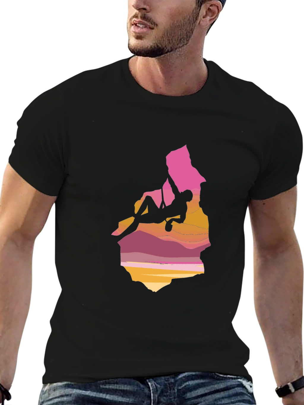 Climber Graphic Tee - Sunset Mountain Design