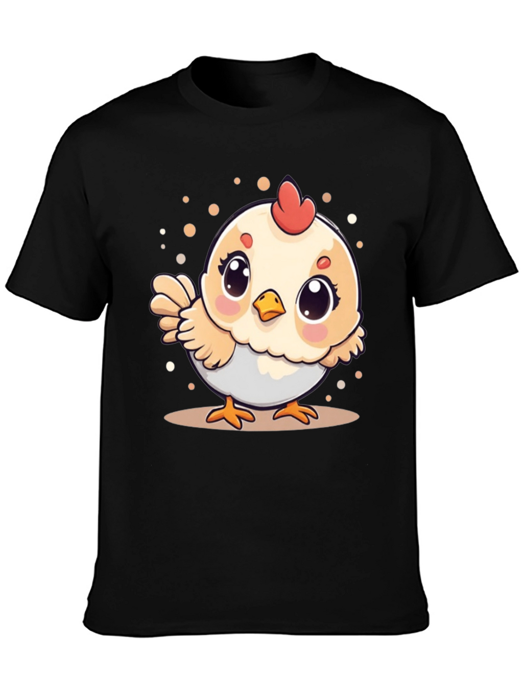 Cute Chicken Graphic Tee - Black Cotton T-Shirt