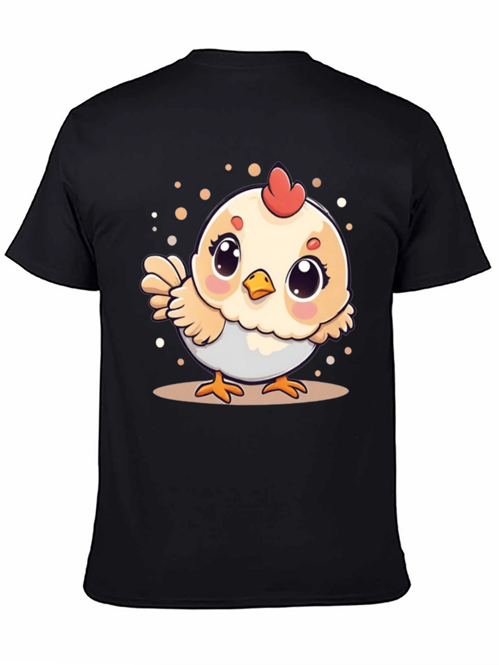 Cute Chicken Graphic Tee - Black Cotton T-Shirt