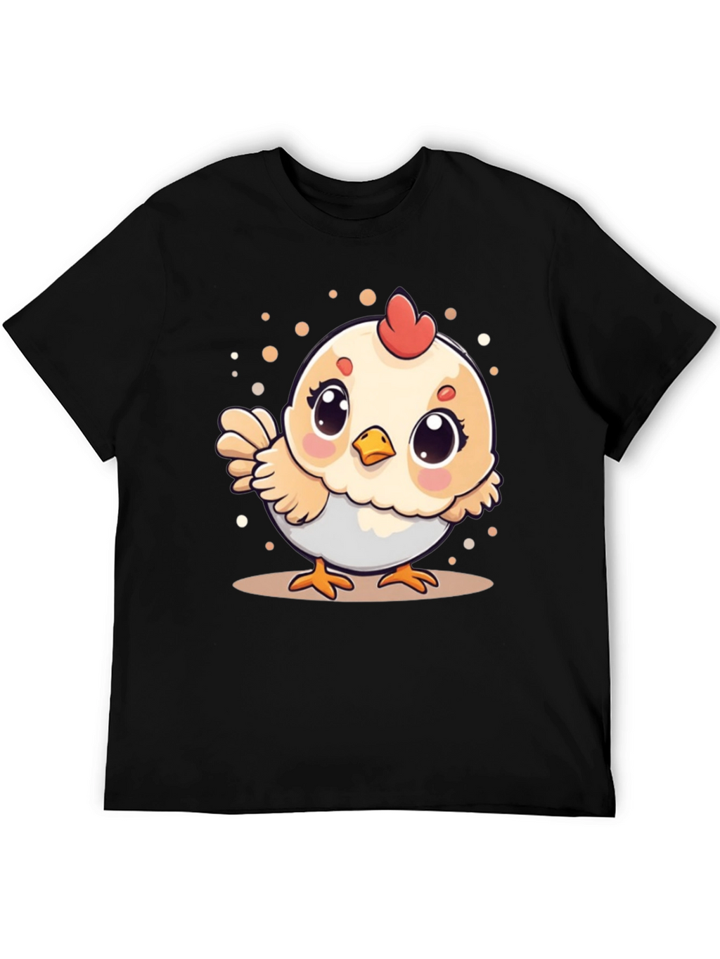 Cute Chicken Graphic Tee - Black Cotton T-Shirt
