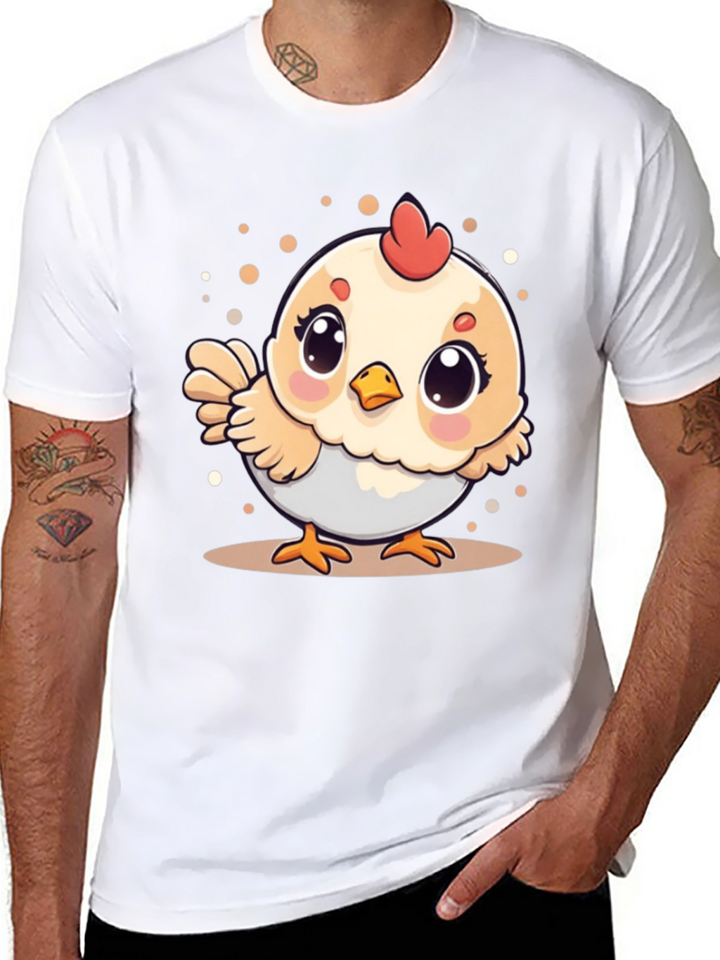 Cute Chicken Graphic Tee - Black Cotton T-Shirt