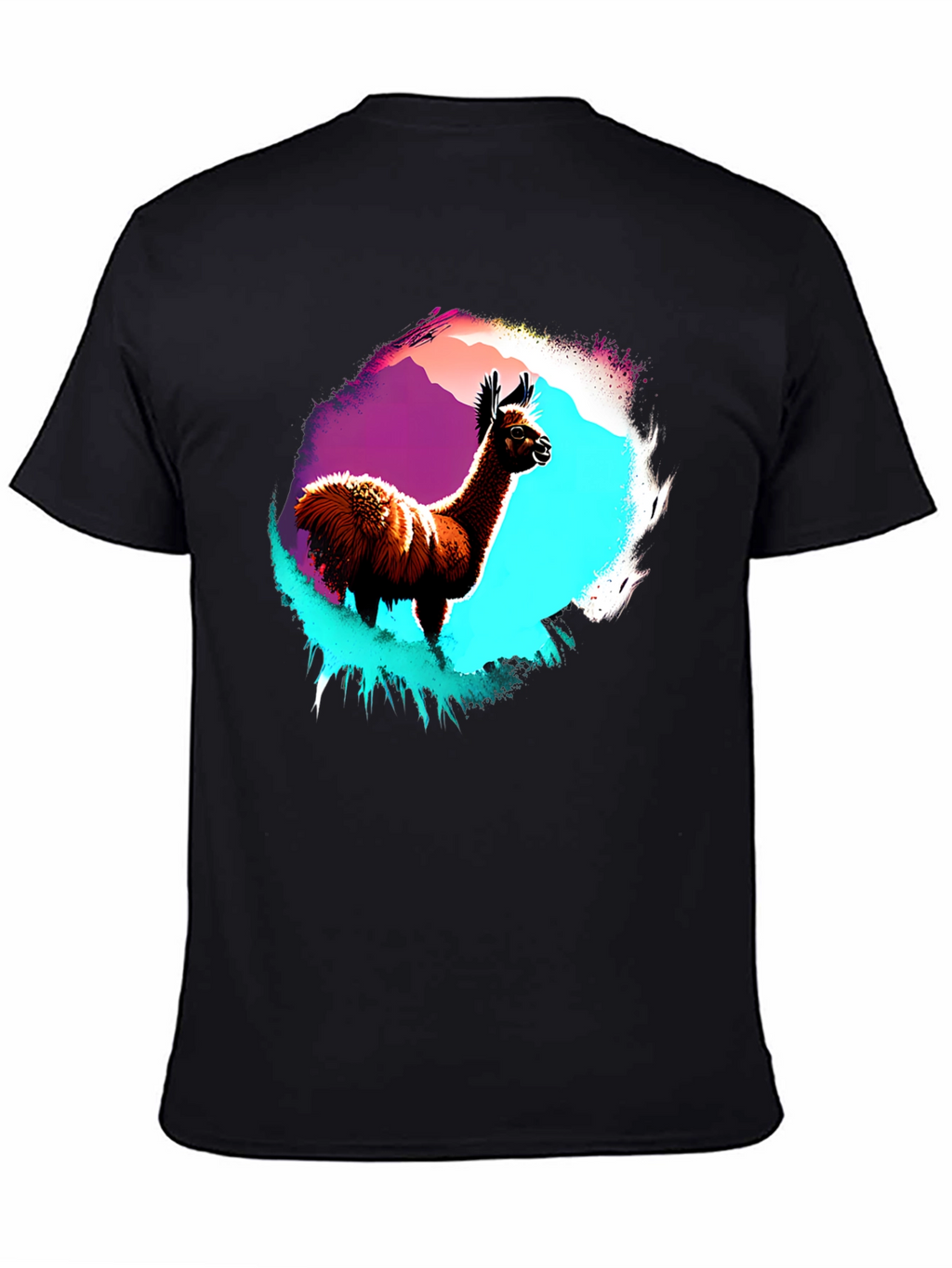 Llama Graphic T-Shirt - Mens Black Crew Neck Tee