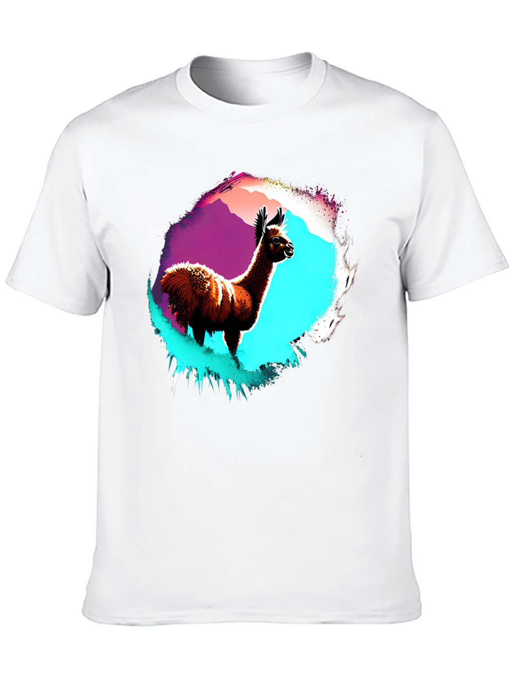 Llama Graphic T-Shirt - Mens Black Crew Neck Tee