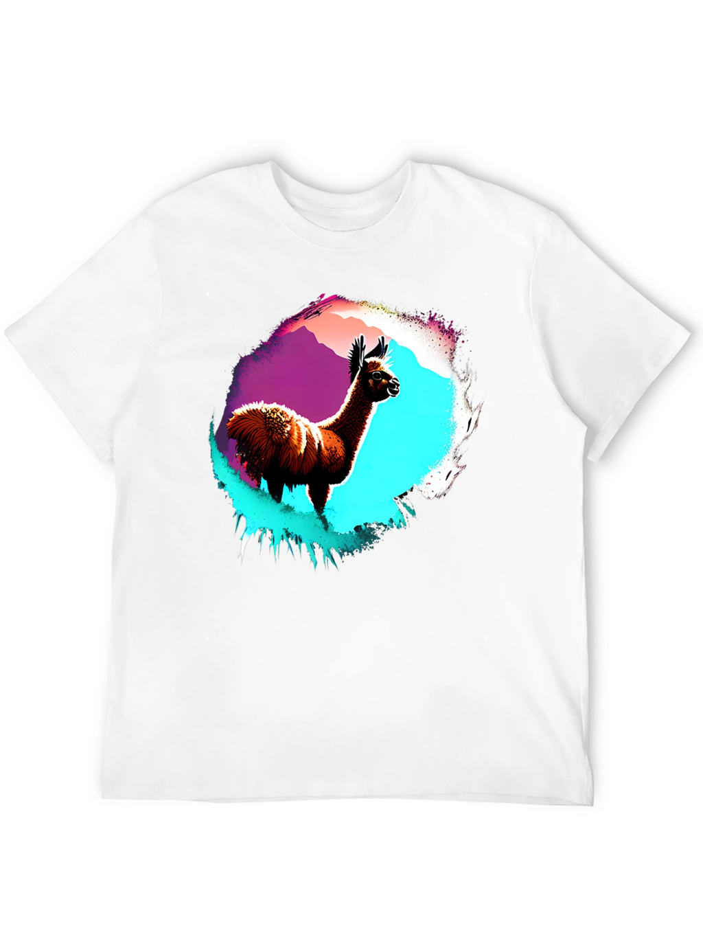 Llama Graphic T-Shirt - Mens Black Crew Neck Tee