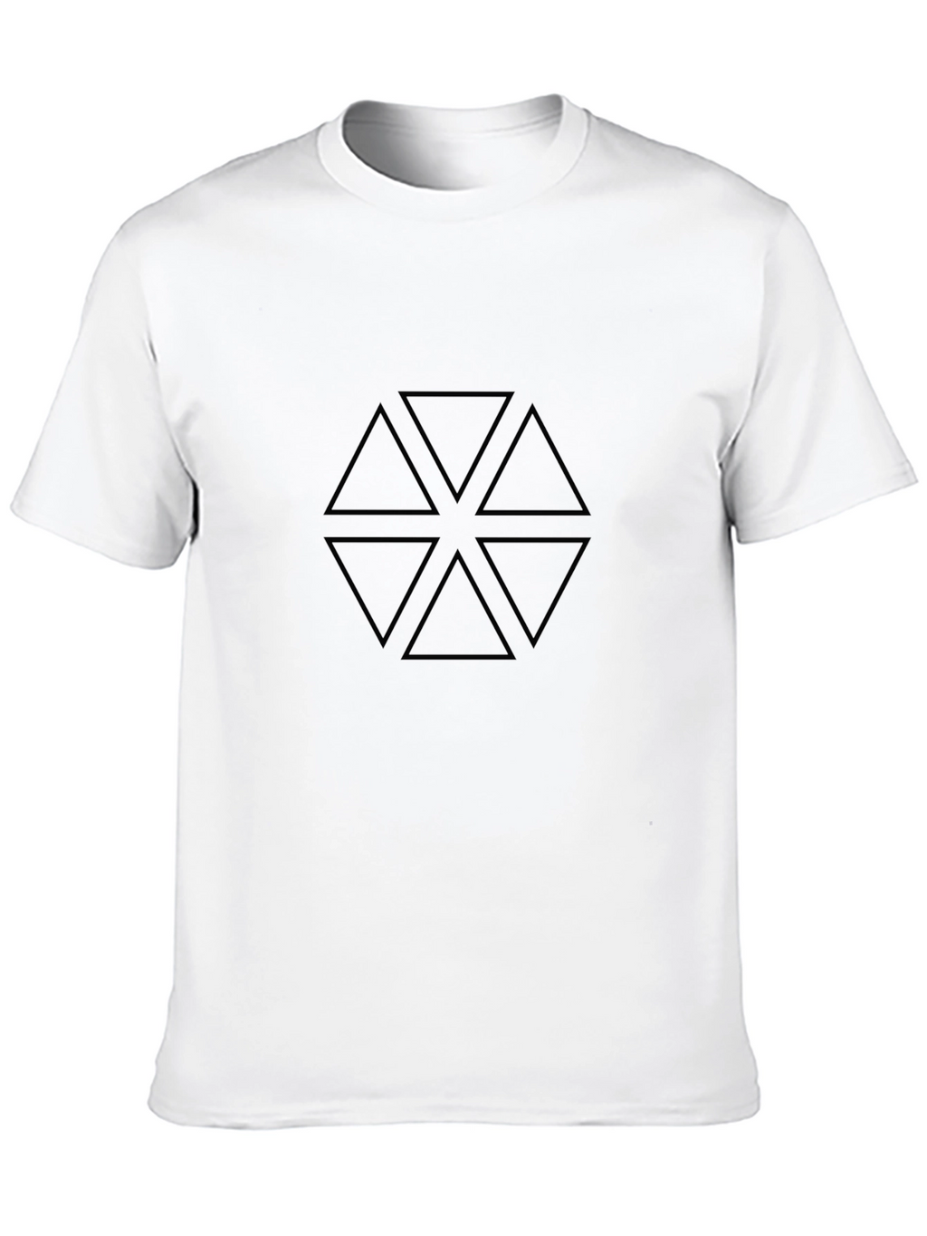Geometric Triangle Pattern Black T-Shirt