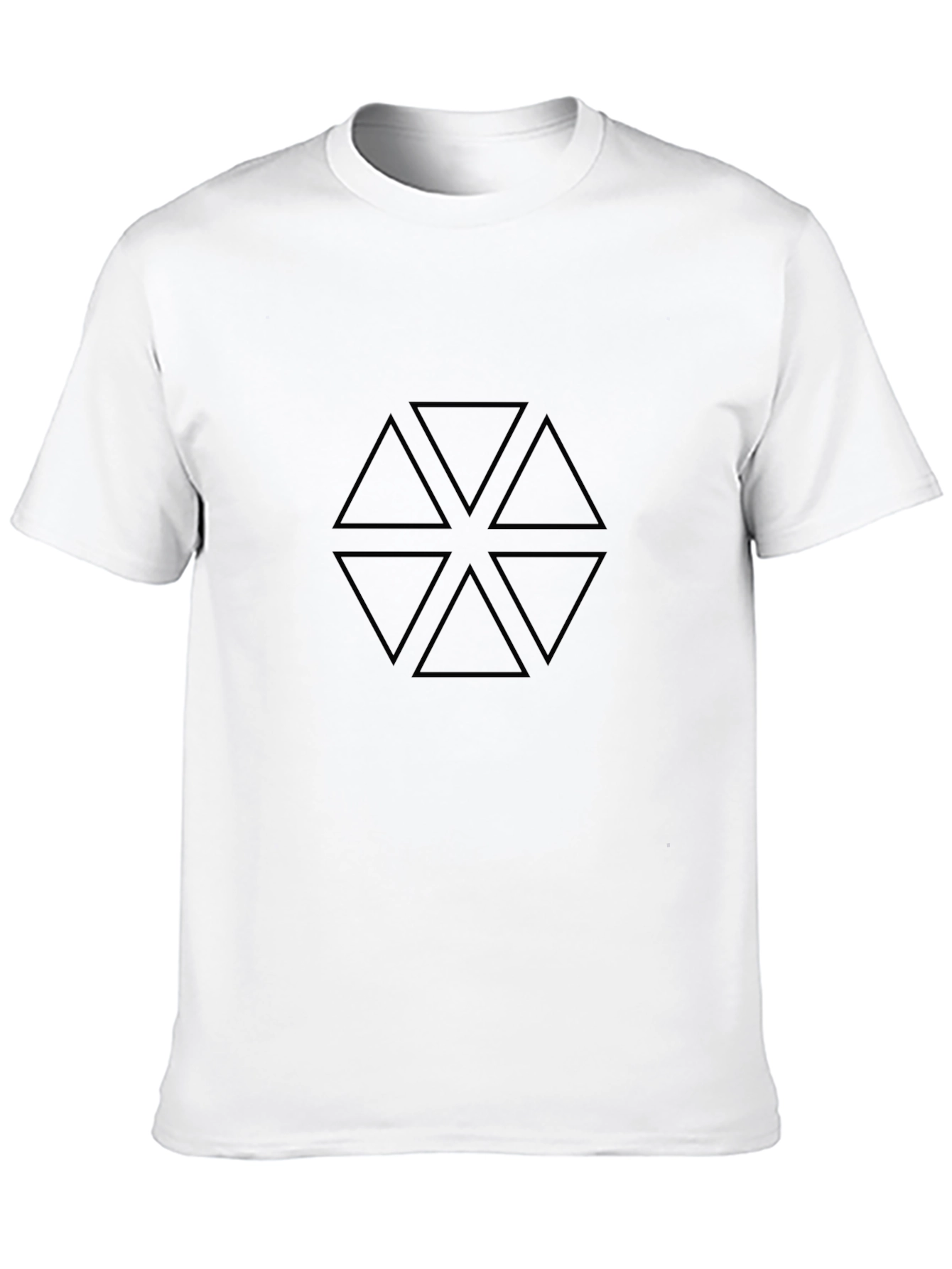 Geometric Triangle Pattern Black T-Shirt