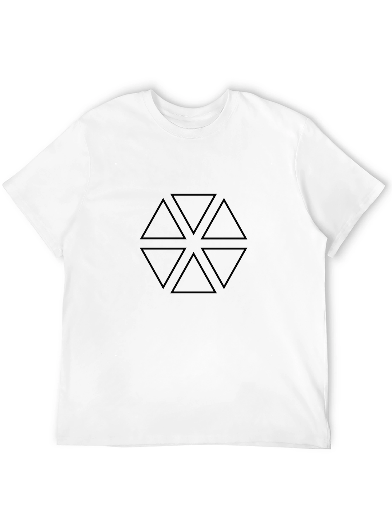 Geometric Triangle Pattern Black T-Shirt