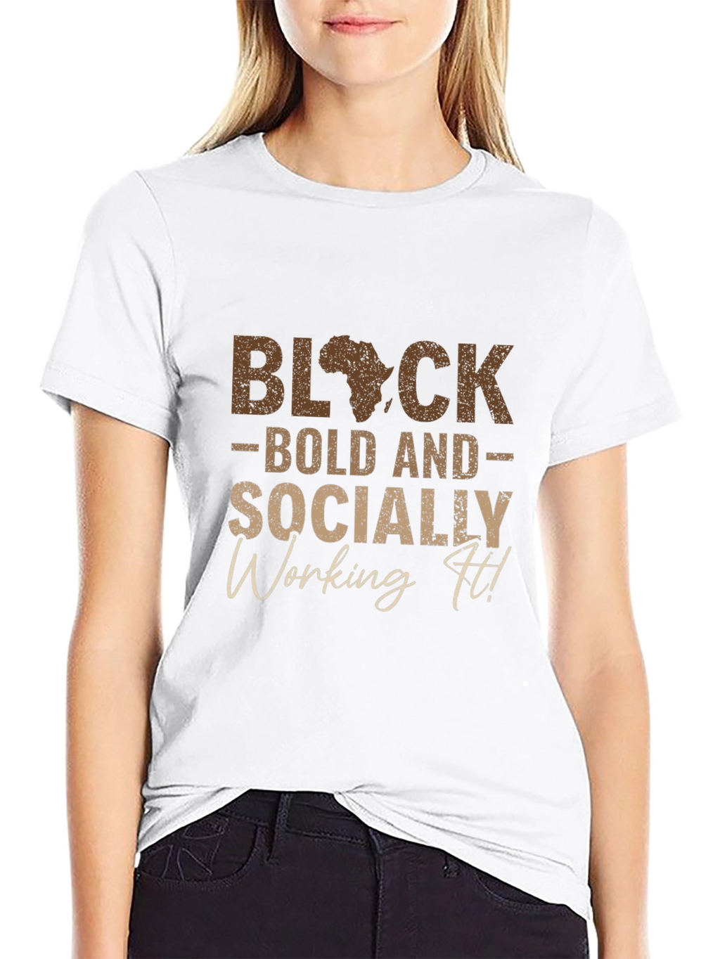 Black Bold Socially Working It T-Shirt