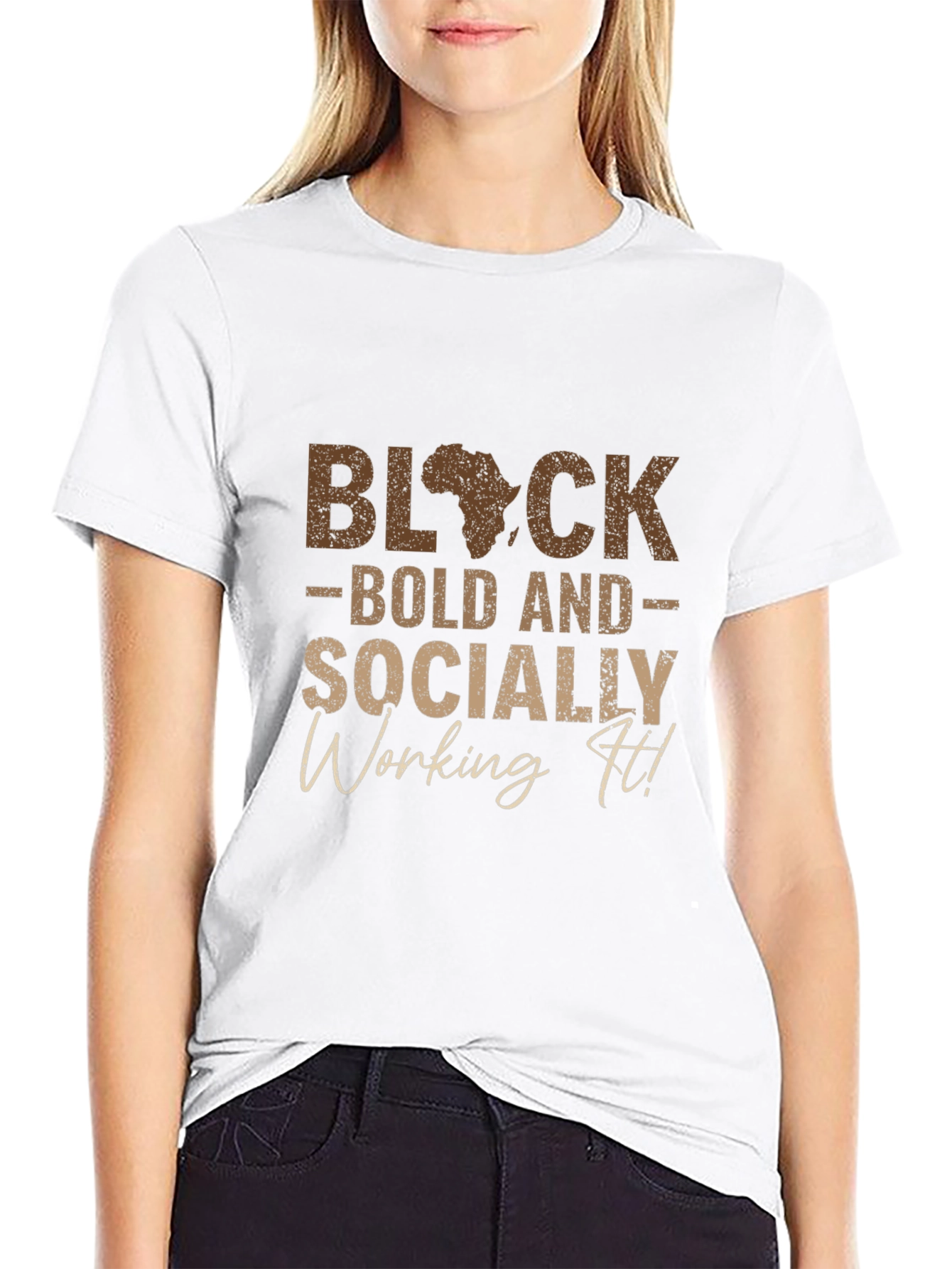 Black Bold Socially Working It T-Shirt