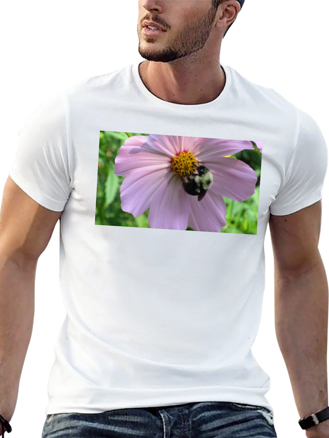 Bumble Bee on Flower Graphic Tee - Black