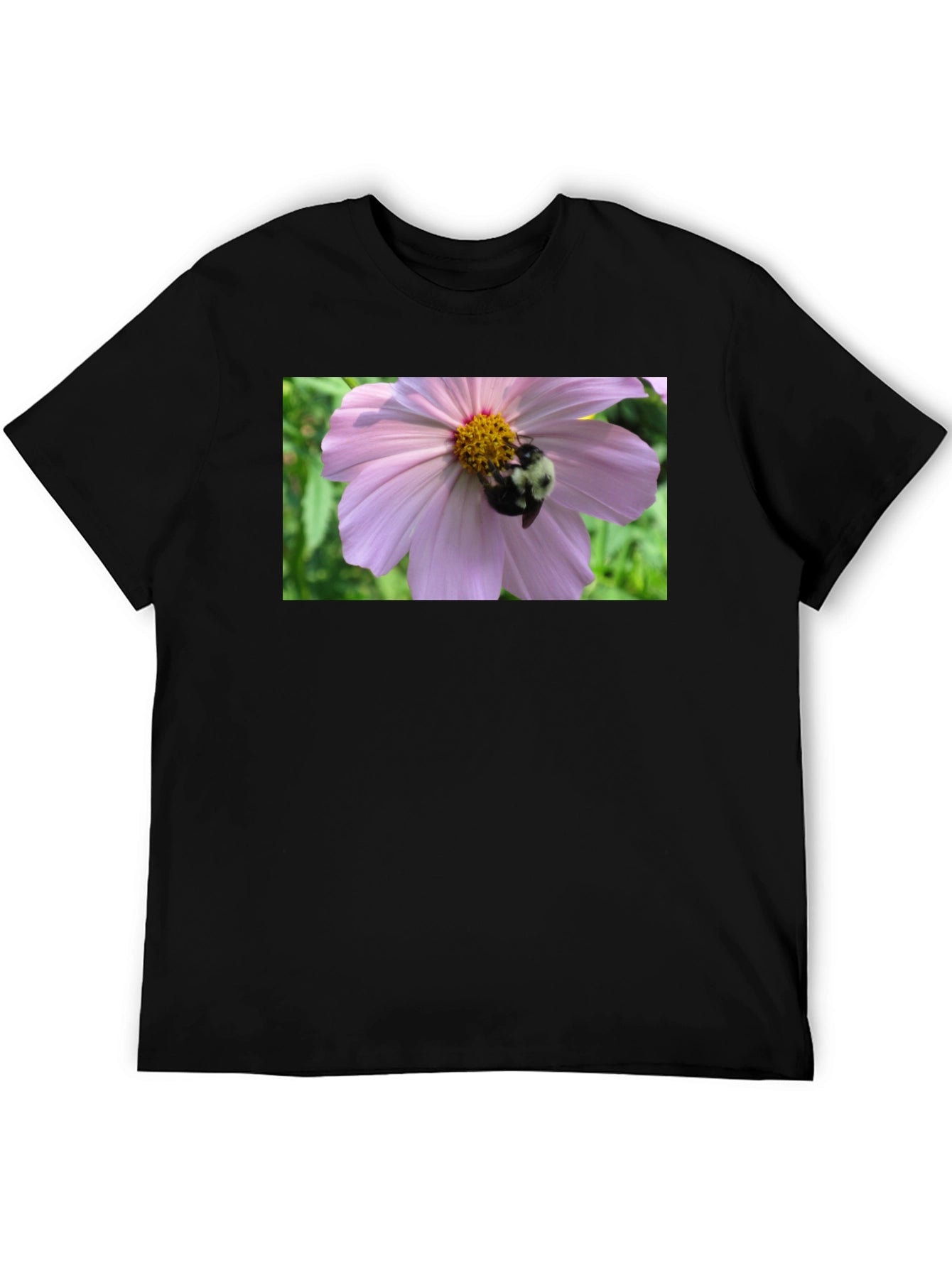 Bumble Bee on Flower Graphic Tee - Black