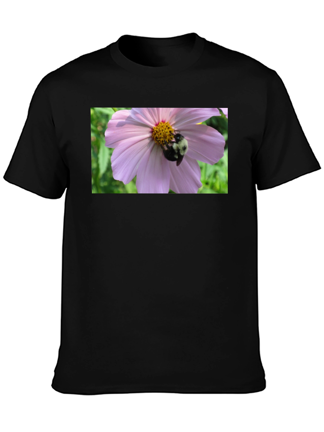 Bumble Bee on Flower Graphic Tee - Black