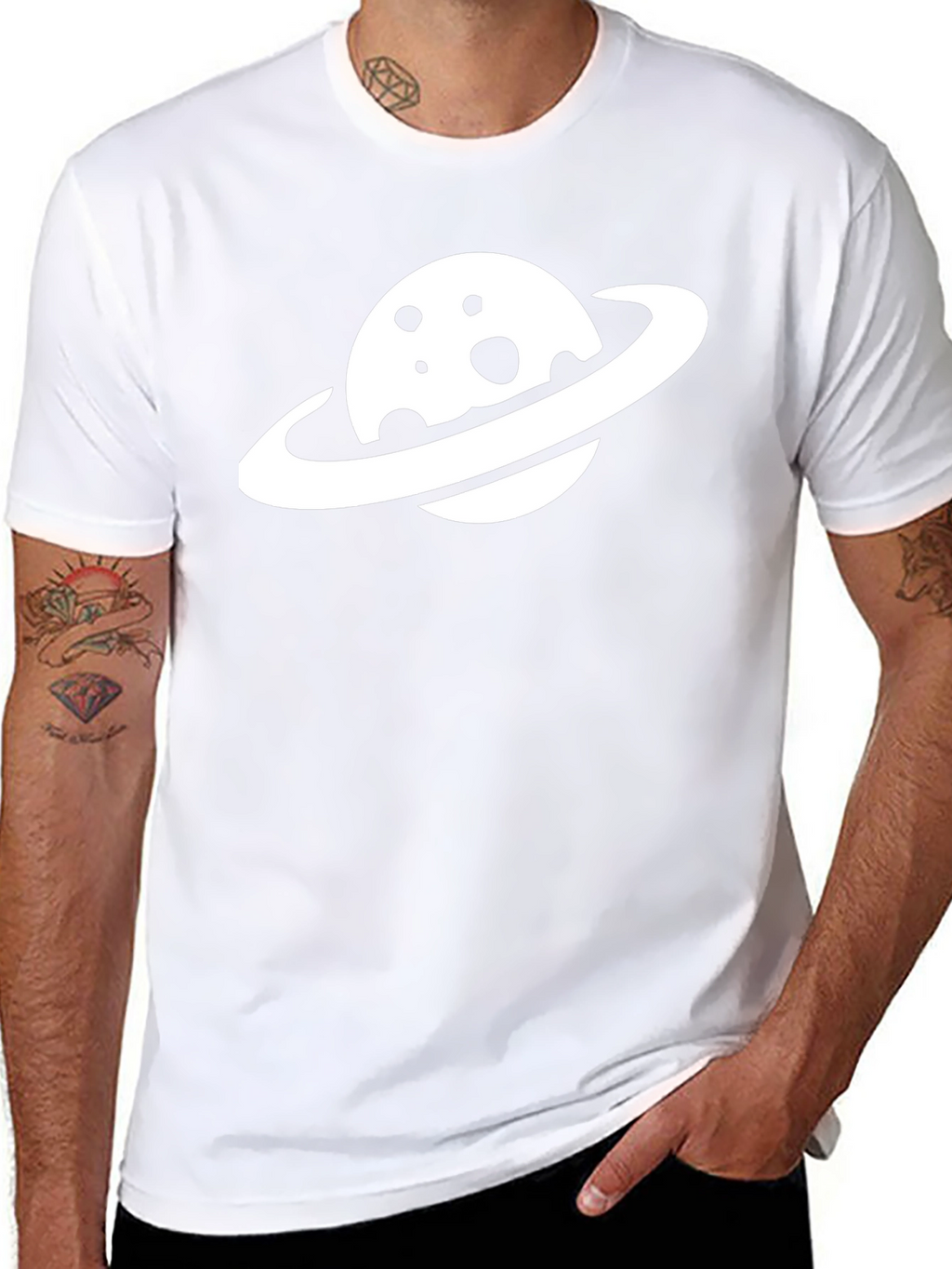 Saturn Graphic Tee - Cool Black Cotton Casual Shirt