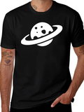 Saturn Graphic Tee - Cool Black Cotton Casual Shirt