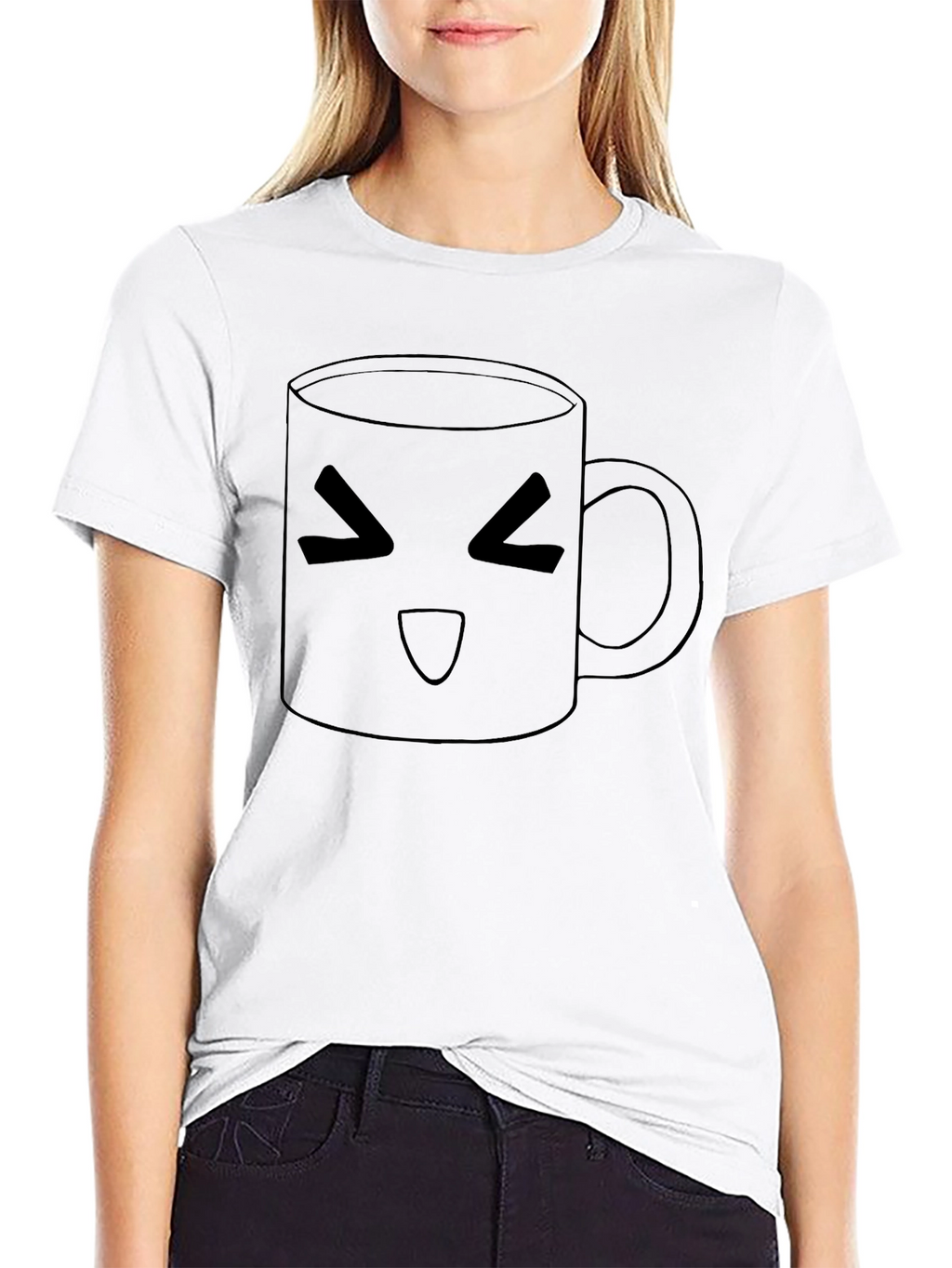 Kawaii Coffee Mug Graphic Tee - Black