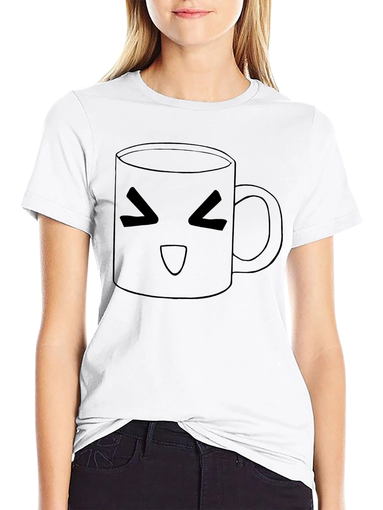 Kawaii Coffee Mug Graphic Tee - Black