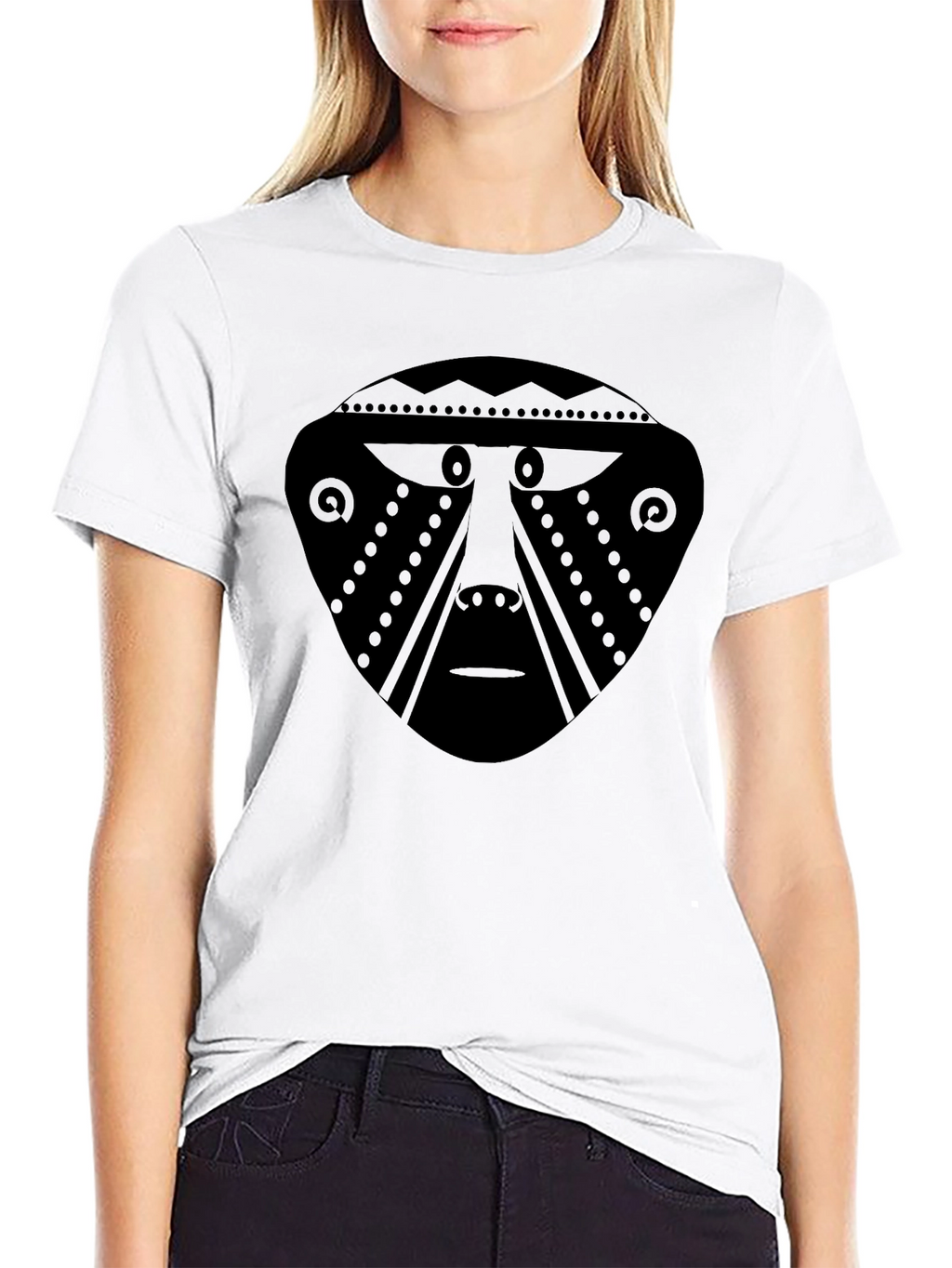 Tribal Mask Graphic Black T-Shirt