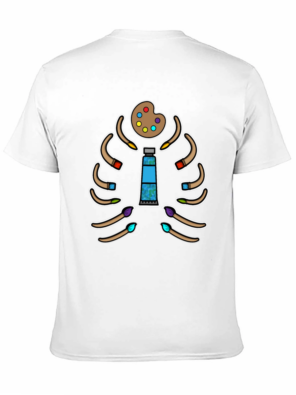 Artist Skeleton T-Shirt - Paintbrush Rib Cage