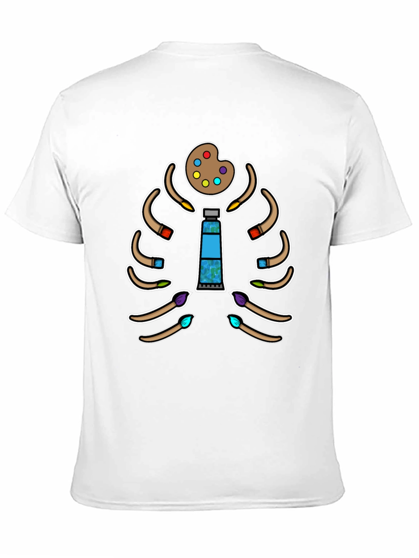 Artist Skeleton T-Shirt - Paintbrush Rib Cage