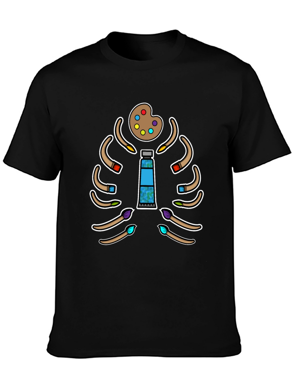 Artist Skeleton T-Shirt - Paintbrush Rib Cage