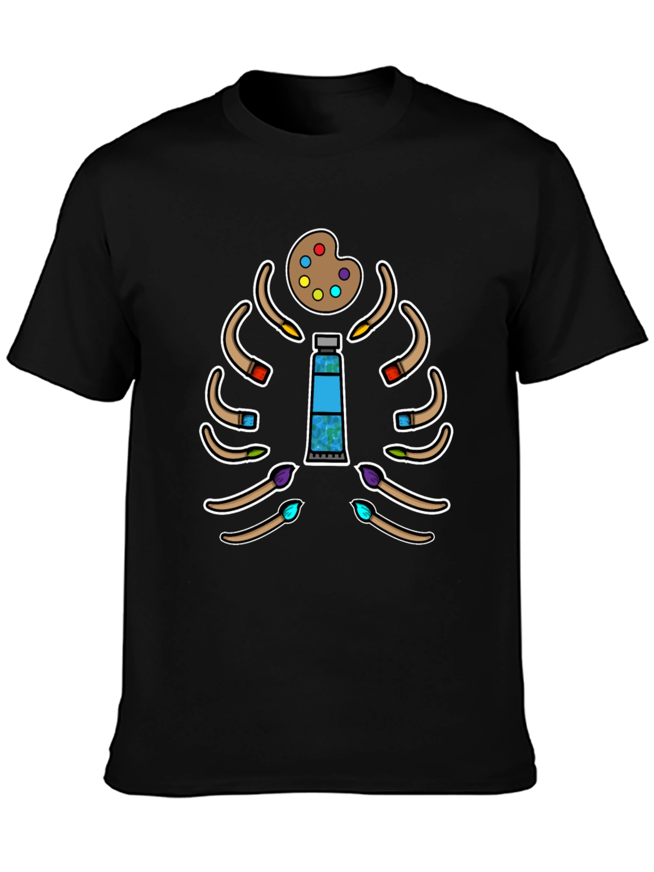 Artist Skeleton T-Shirt - Paintbrush Rib Cage