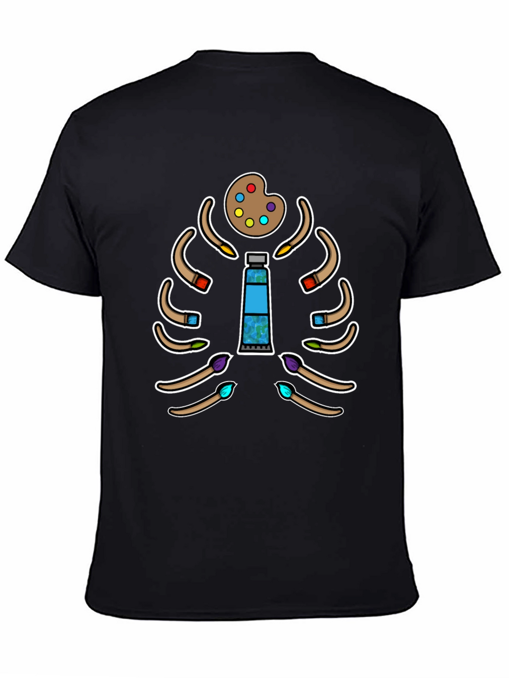 Artist Skeleton T-Shirt - Paintbrush Rib Cage
