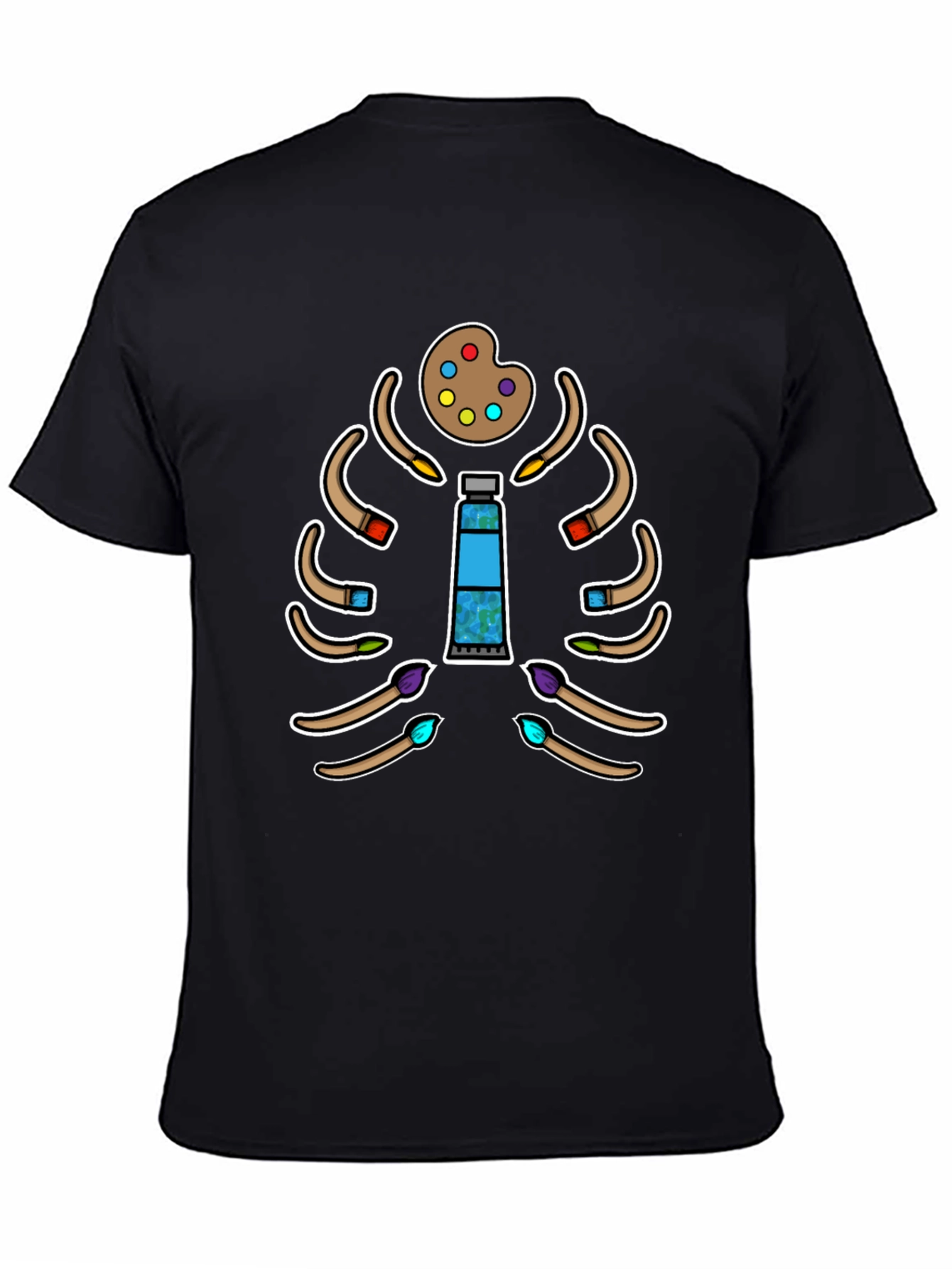 Artist Skeleton T-Shirt - Paintbrush Rib Cage