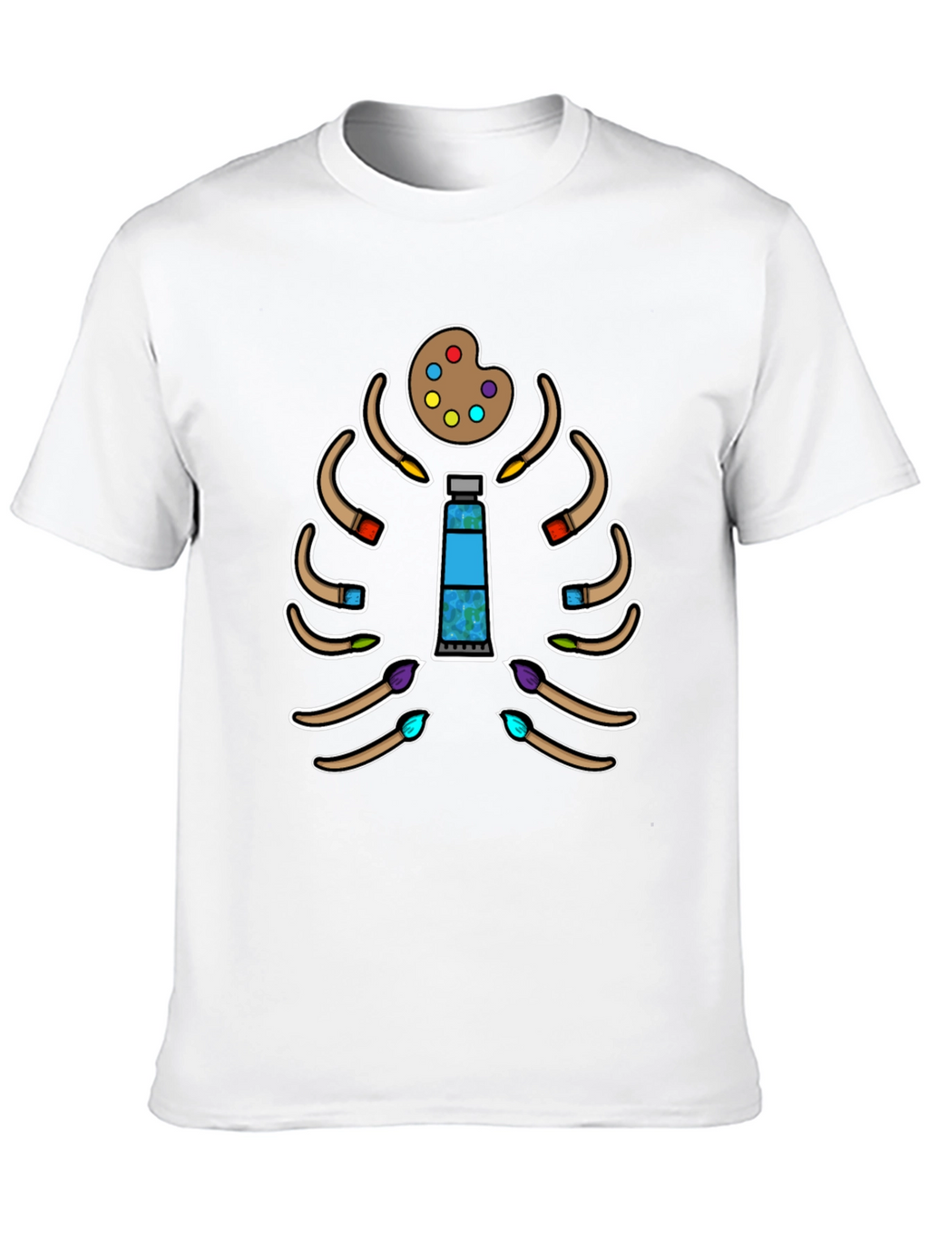 Artist Skeleton T-Shirt - Paintbrush Rib Cage