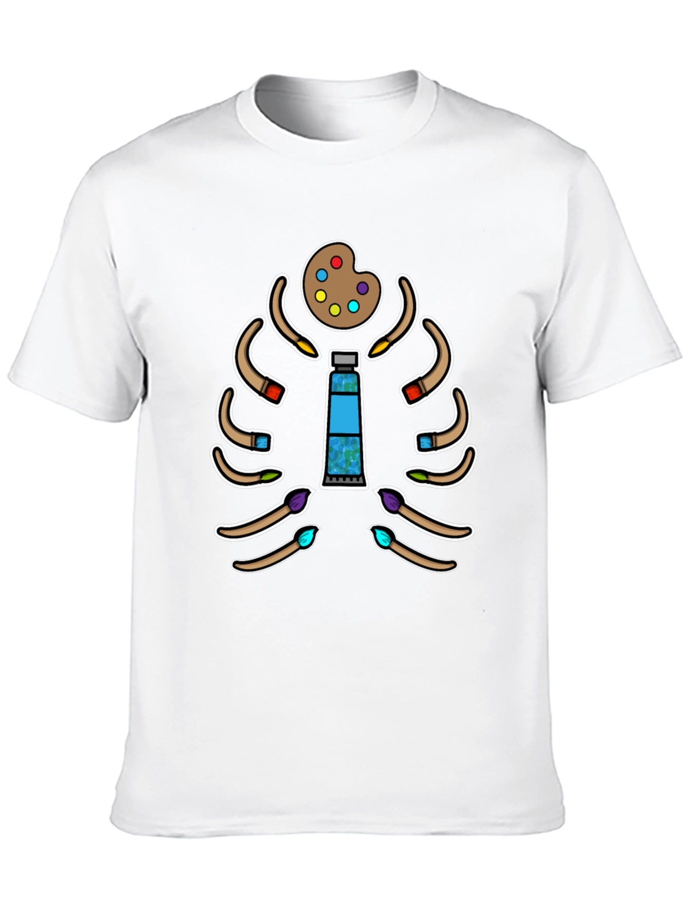 Artist Skeleton T-Shirt - Paintbrush Rib Cage