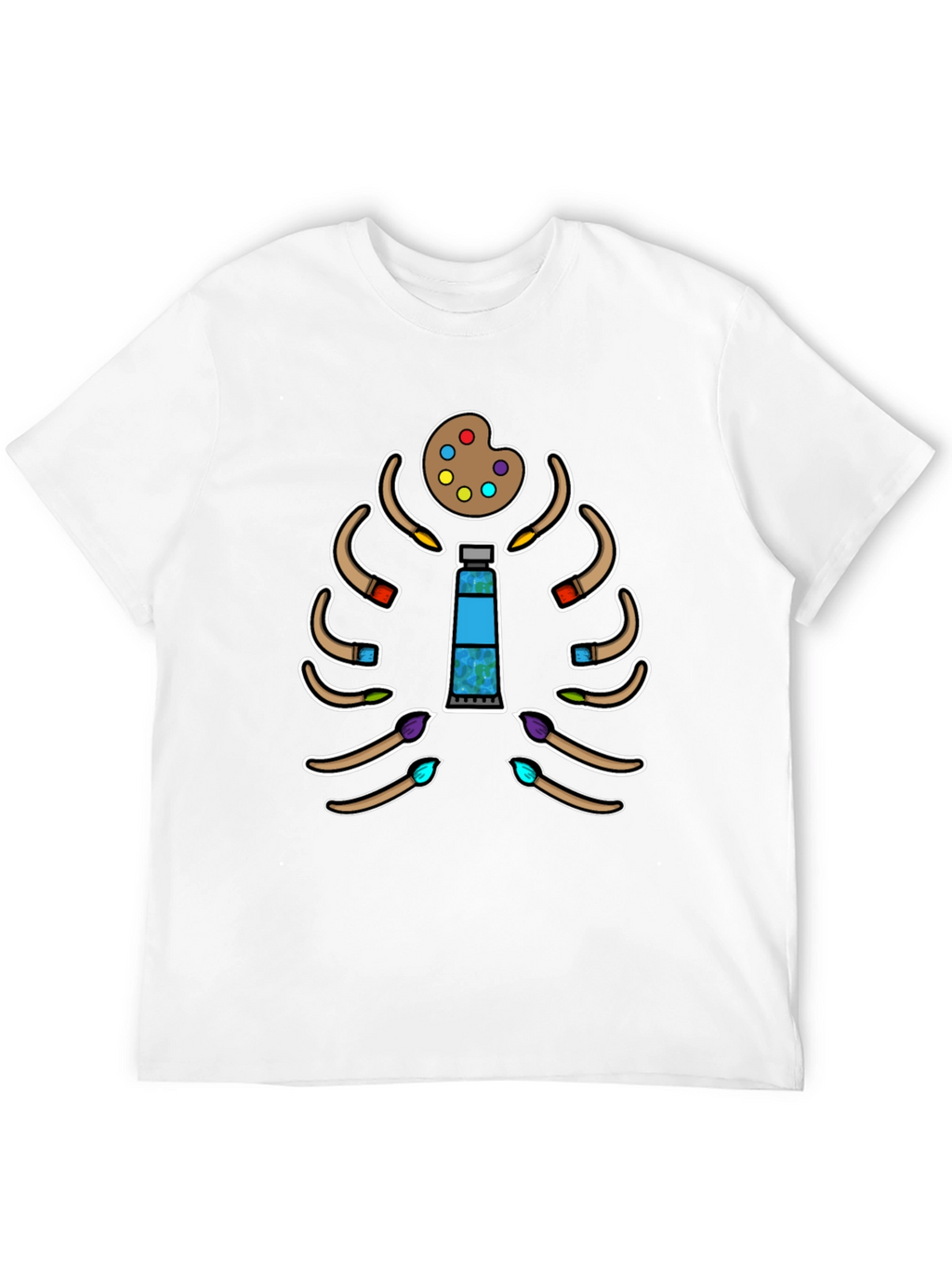Artist Skeleton T-Shirt - Paintbrush Rib Cage