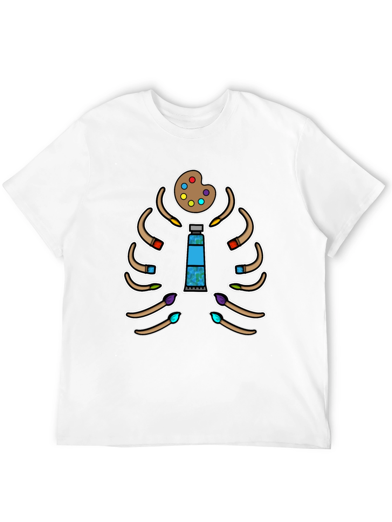 Artist Skeleton T-Shirt - Paintbrush Rib Cage