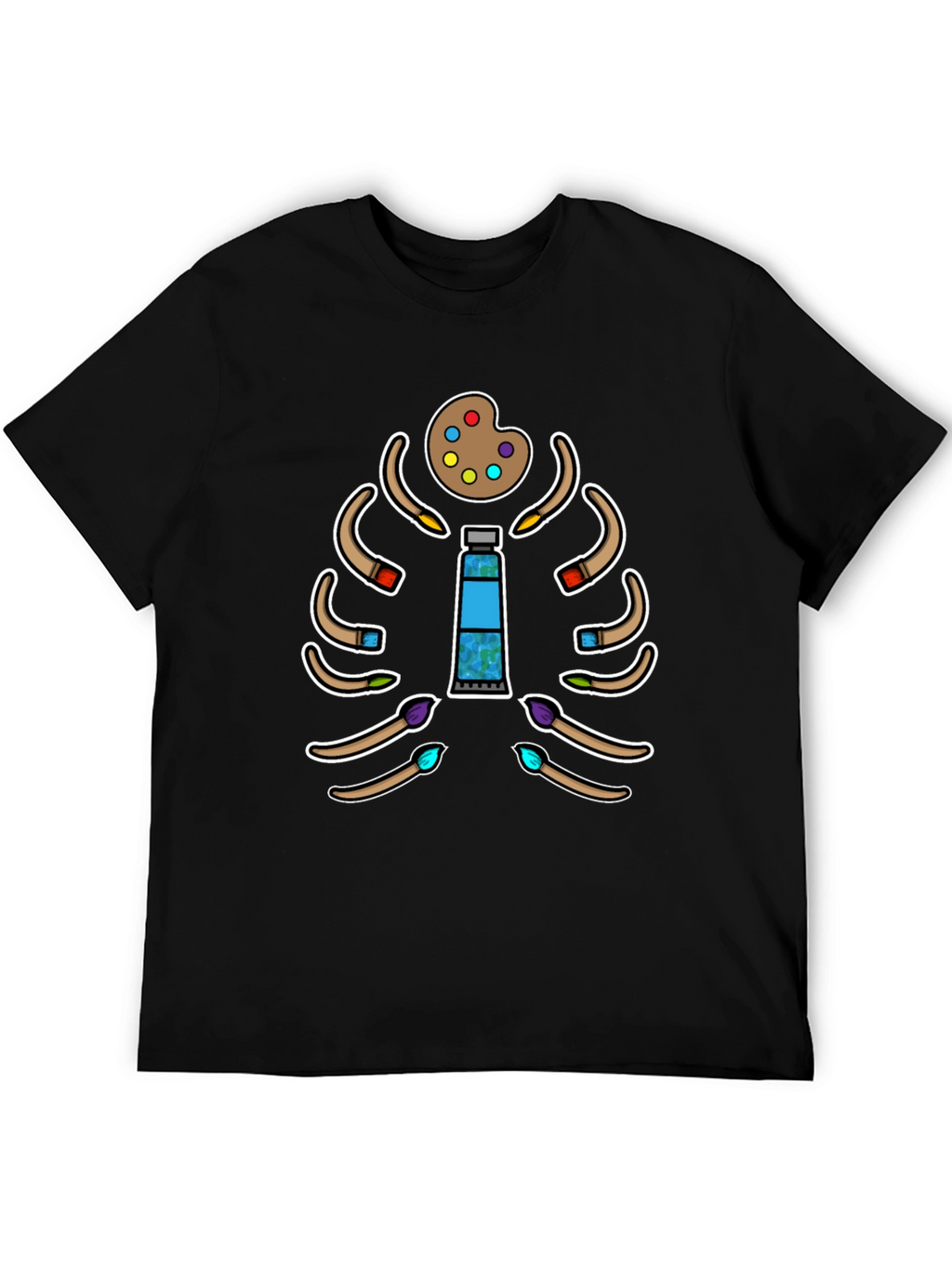 Artist Skeleton T-Shirt - Paintbrush Rib Cage