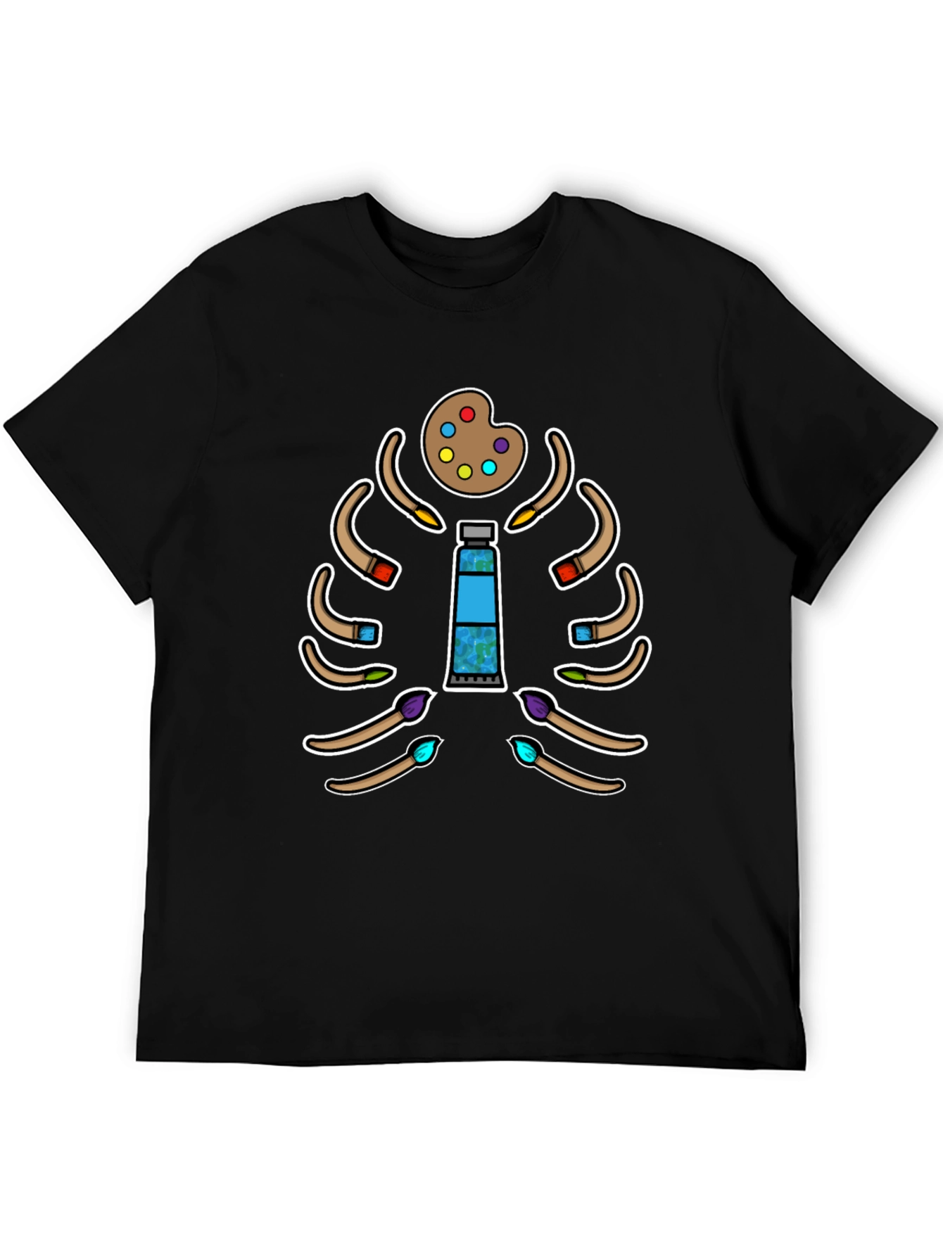 Artist Skeleton T-Shirt - Paintbrush Rib Cage