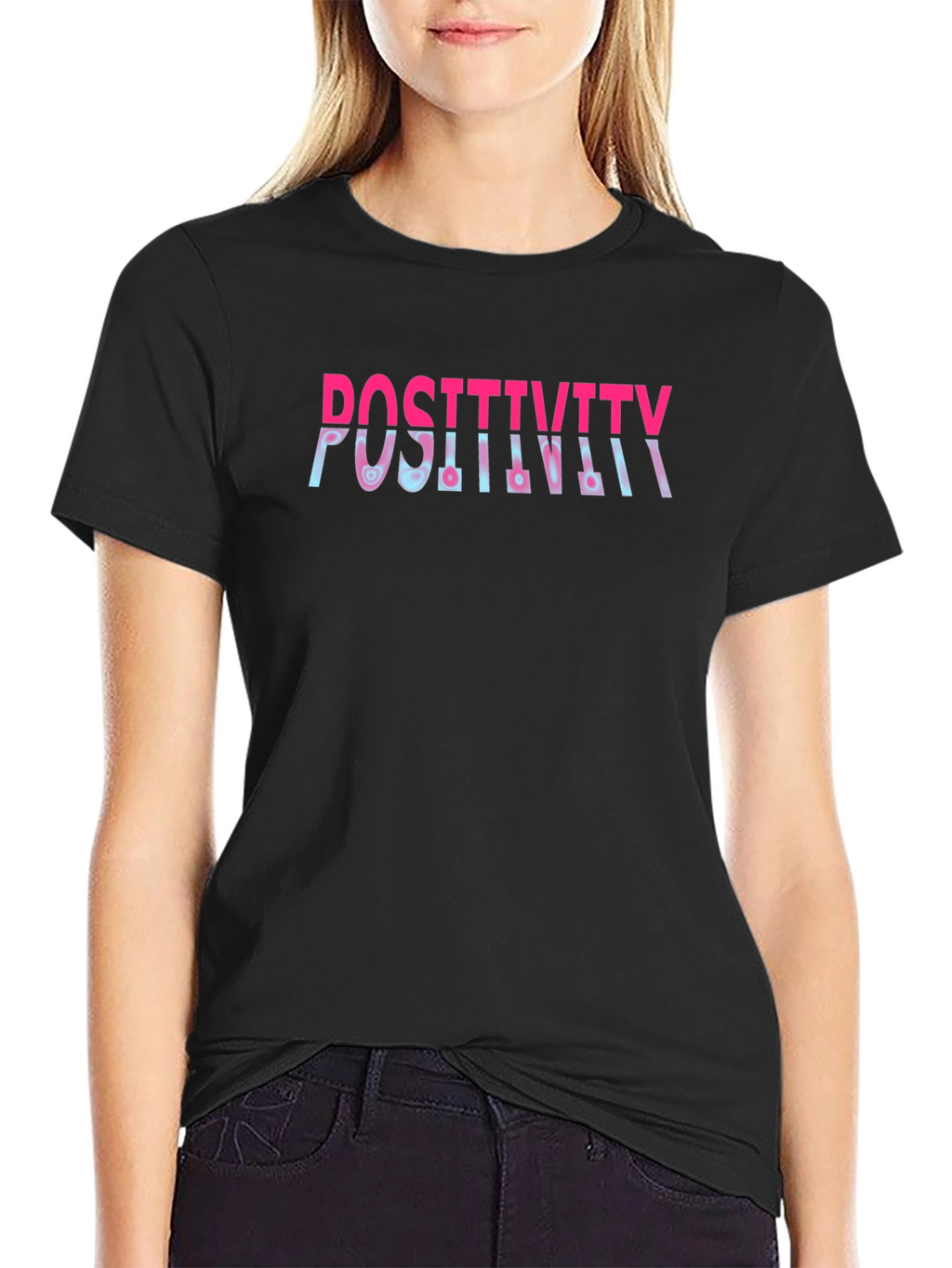 Positivity Graphic Print Crew Neck T-Shirt