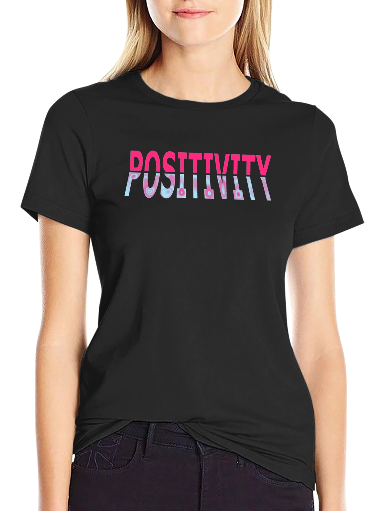 Positivity Graphic Print Crew Neck T-Shirt