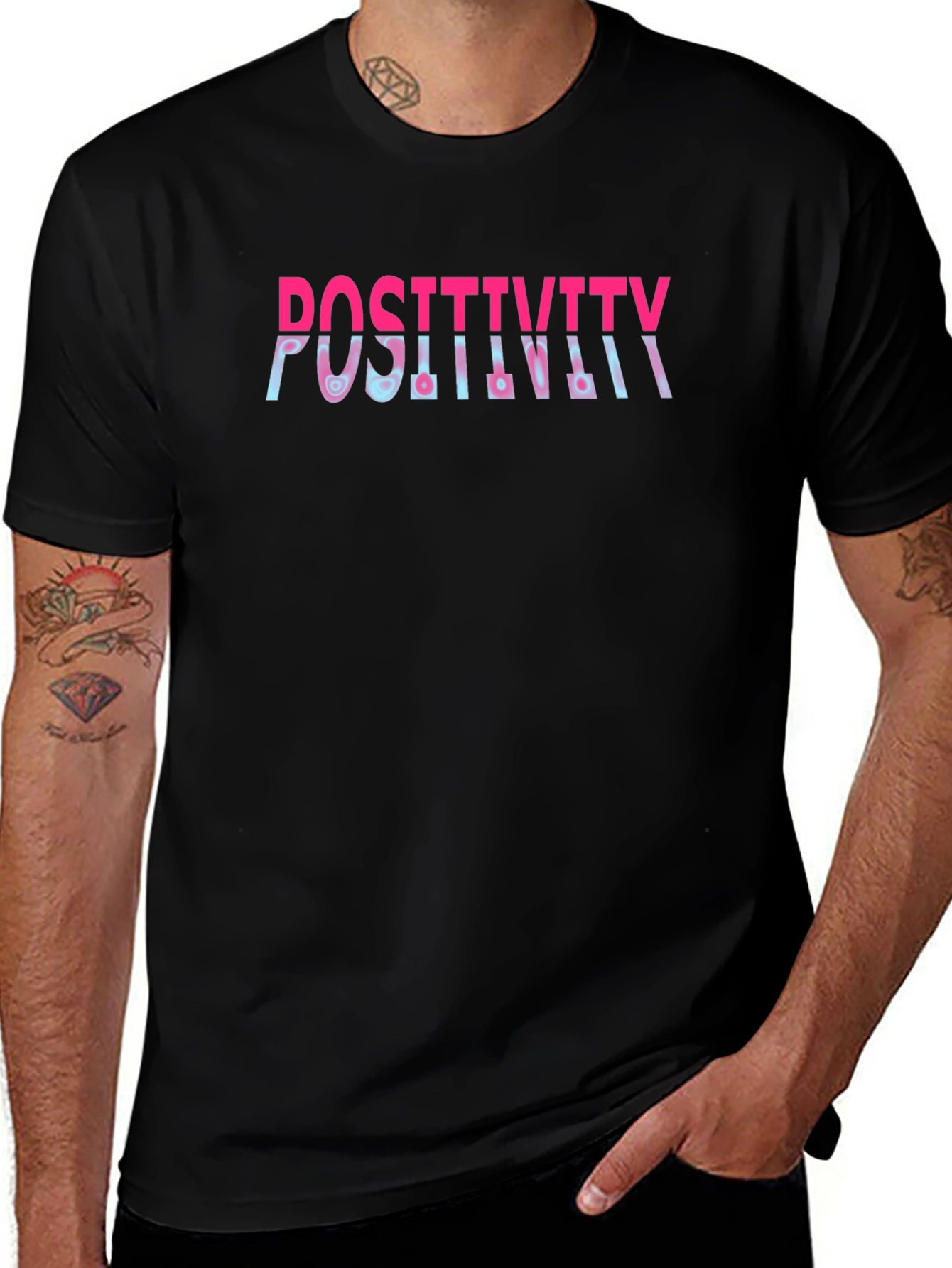 Positivity Graphic Print Crew Neck T-Shirt