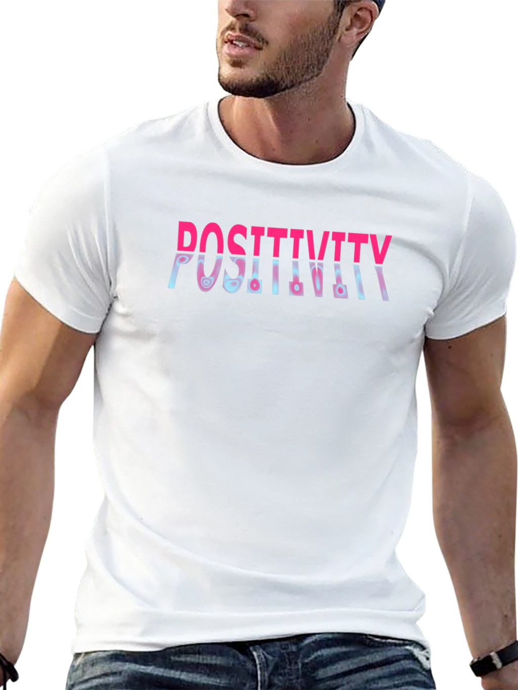 Positivity Graphic Print Crew Neck T-Shirt
