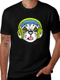 Crazy Music Cat Tee - Fun Graphic T-Shirt
