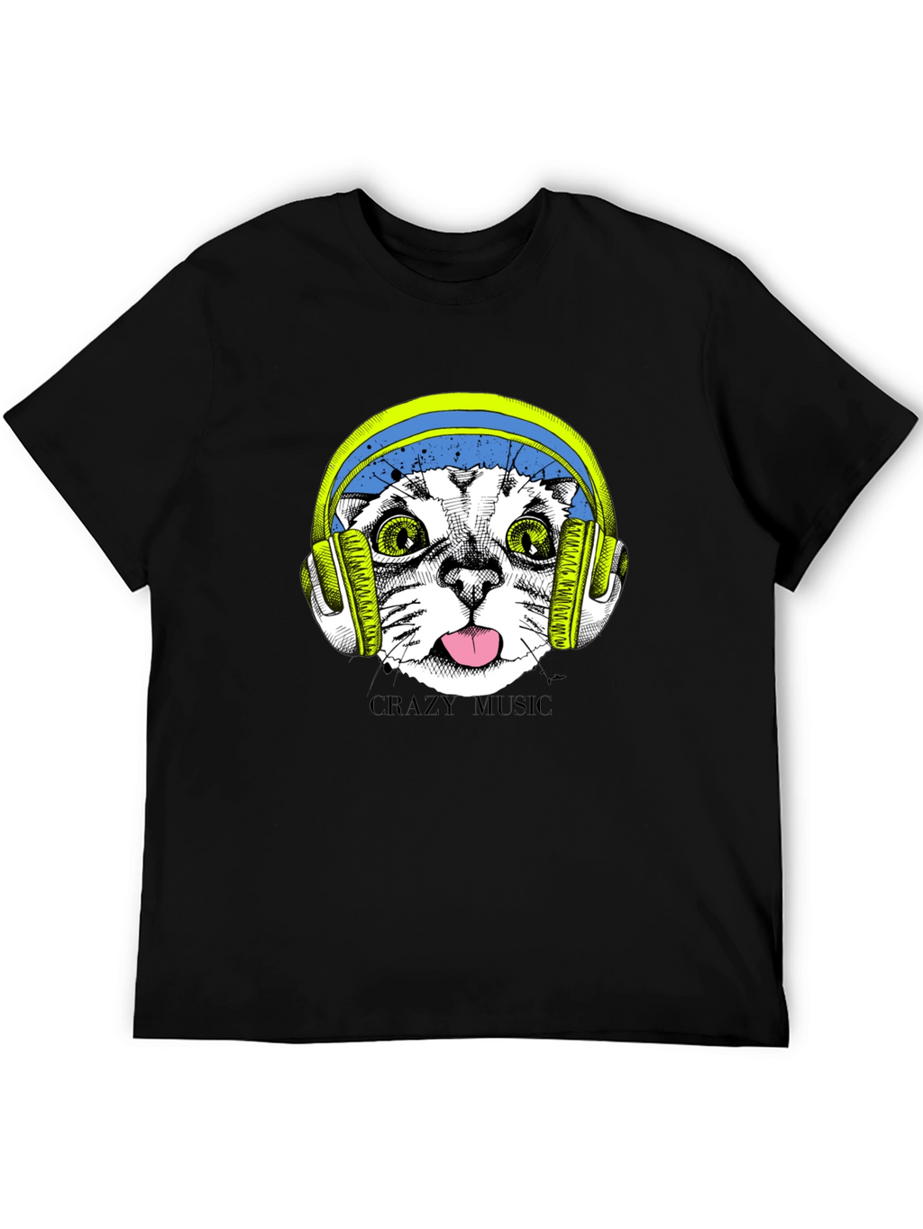 Crazy Music Cat Tee - Fun Graphic T-Shirt