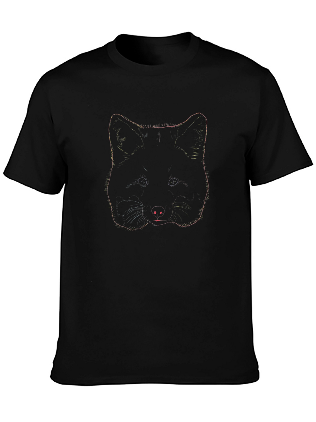Abstract Fox Graphic Tee - Black Cotton Blend