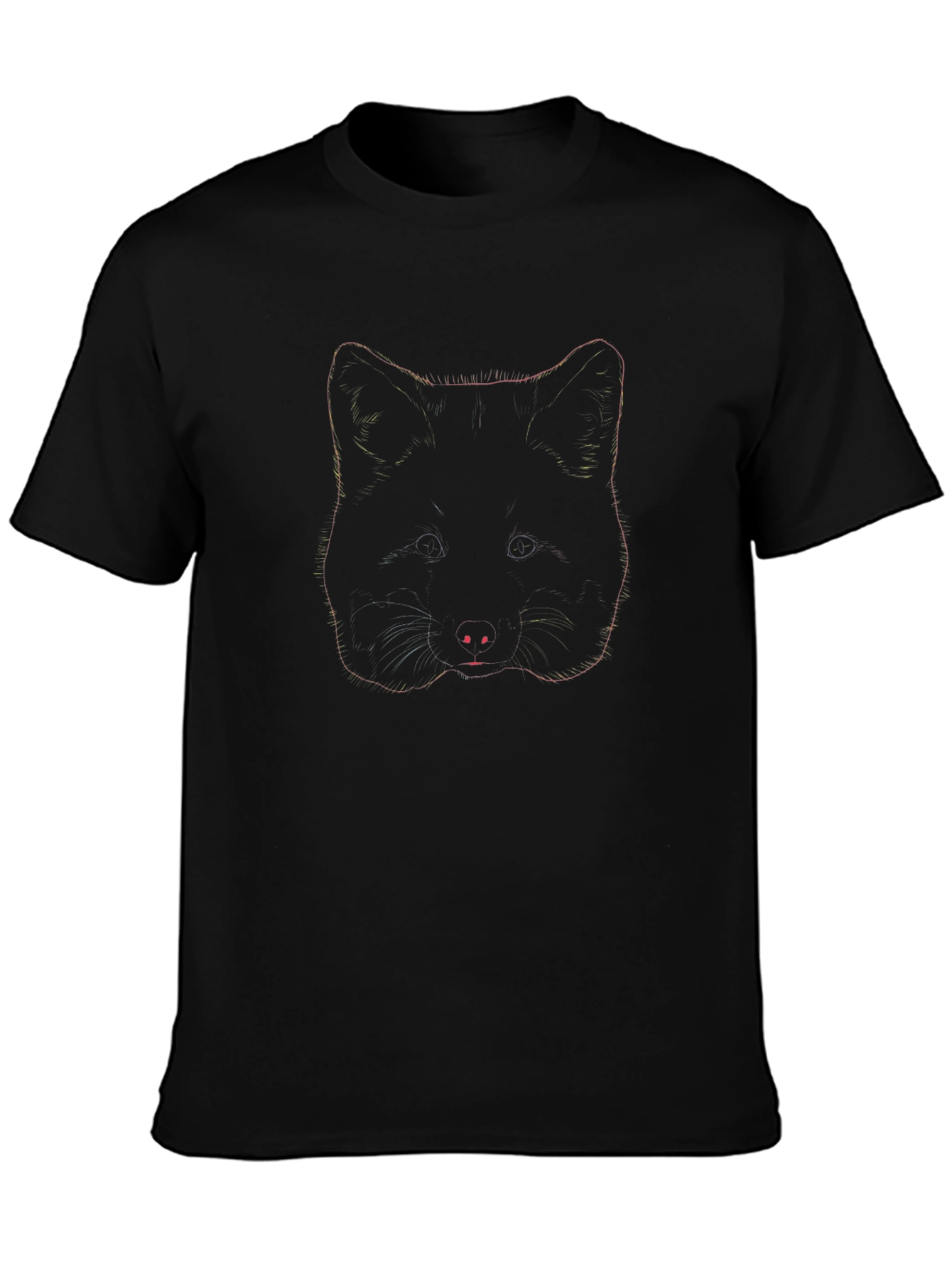Abstract Fox Graphic Tee - Black Cotton Blend