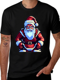 Pixel Santa T-Shirt - Retro Holiday Style