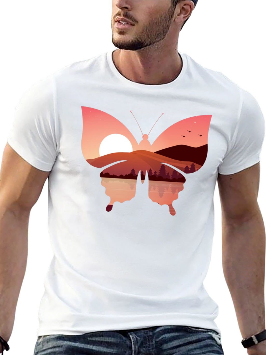Sunset Butterfly Graphic T-Shirt