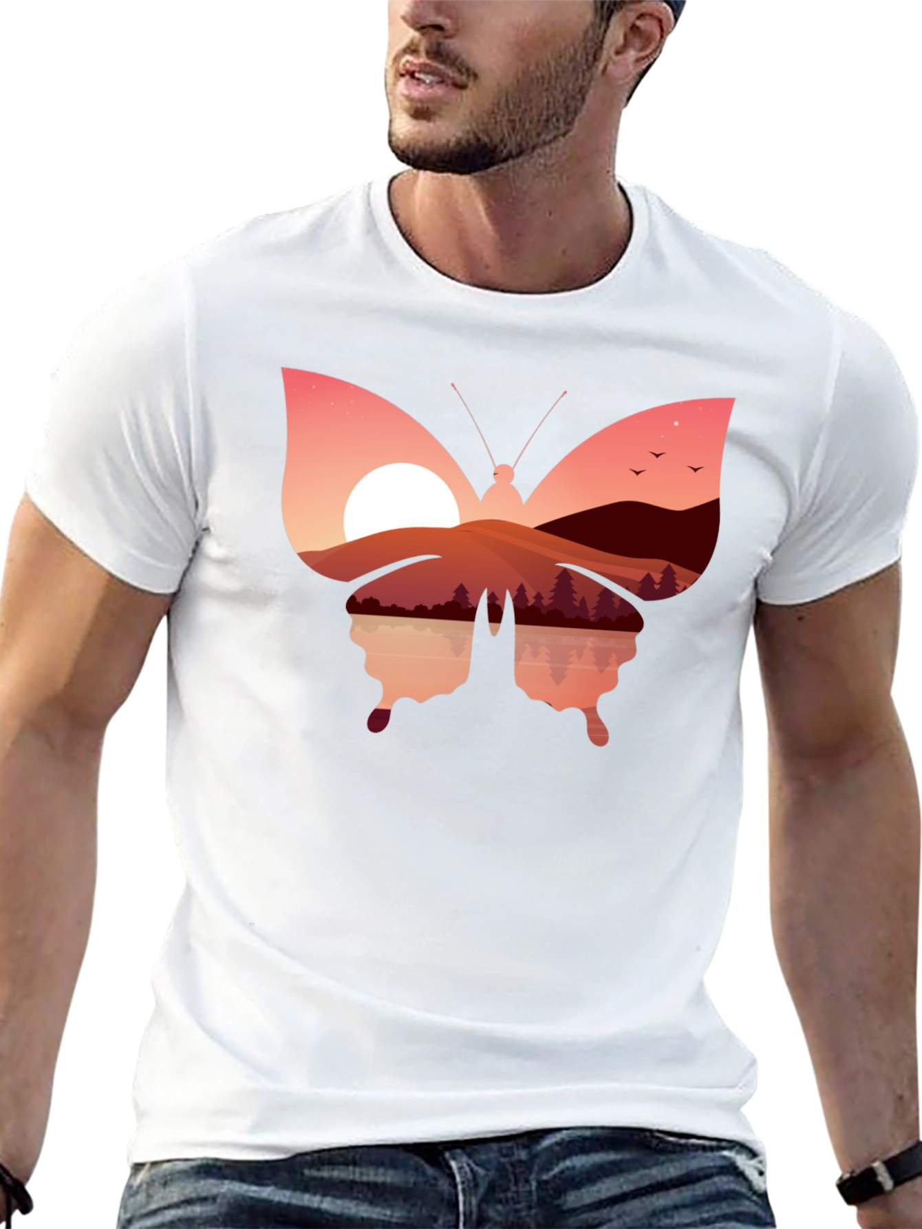 Sunset Butterfly Graphic T-Shirt