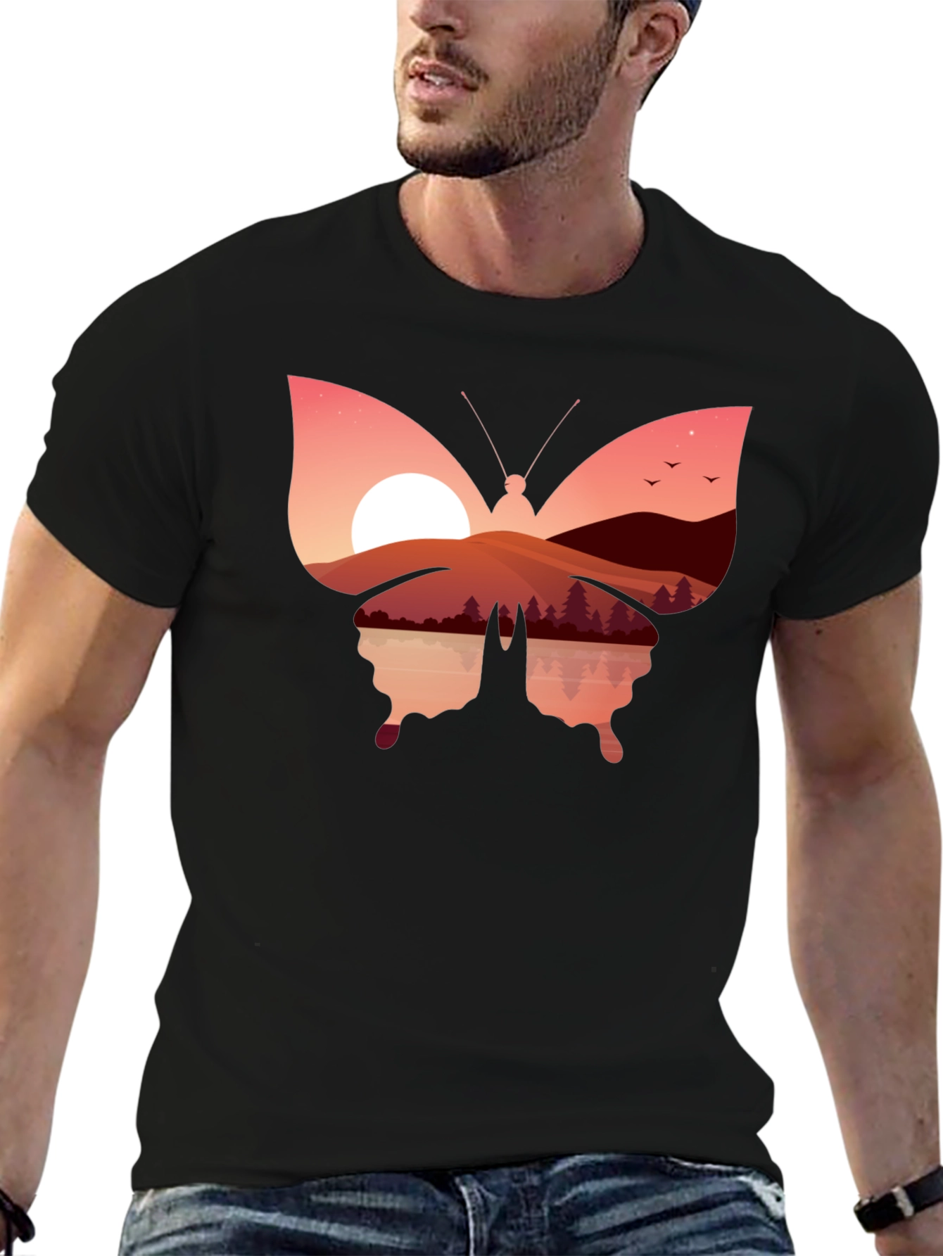 Sunset Butterfly Graphic T-Shirt