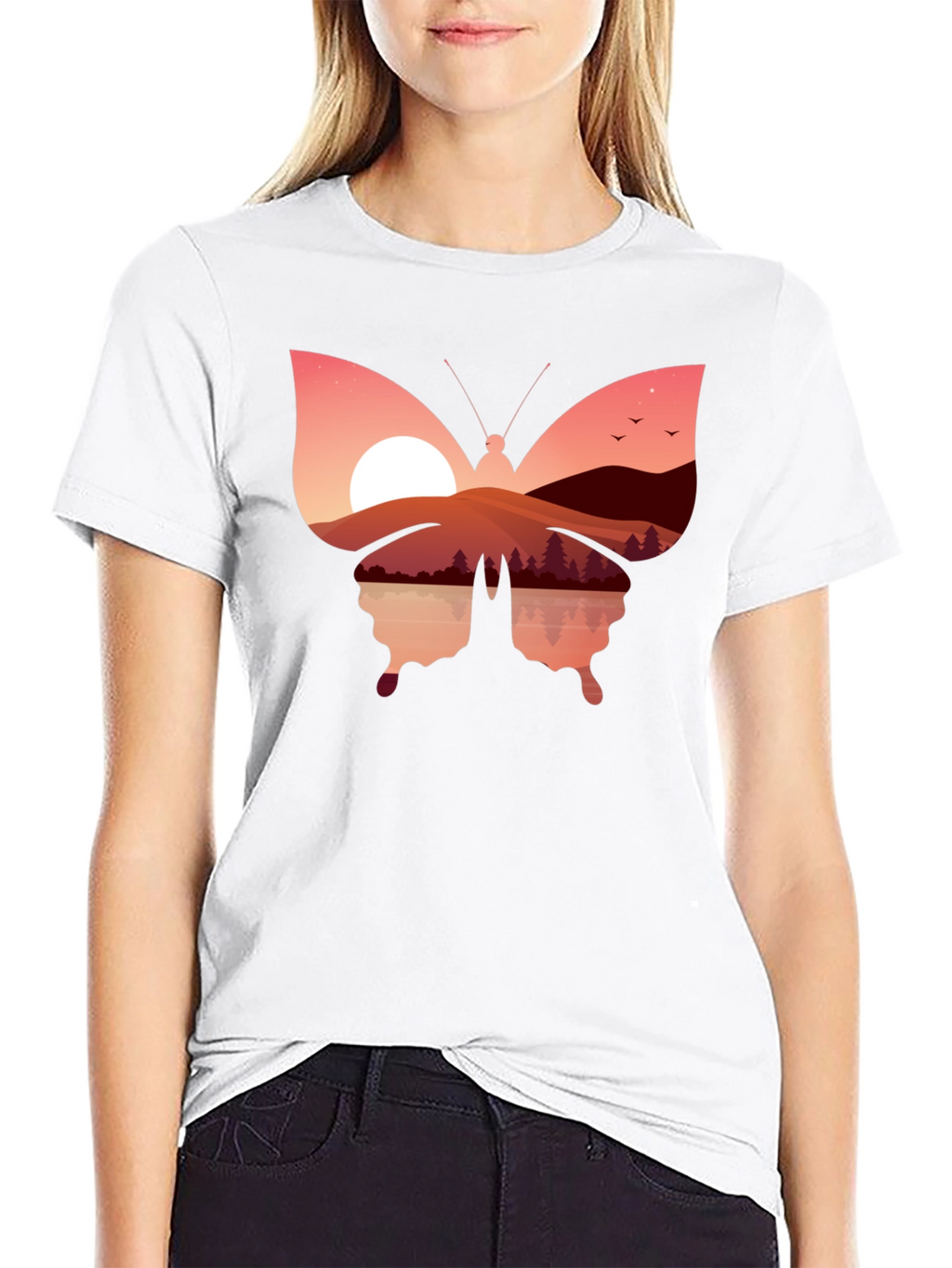 Sunset Butterfly Graphic T-Shirt