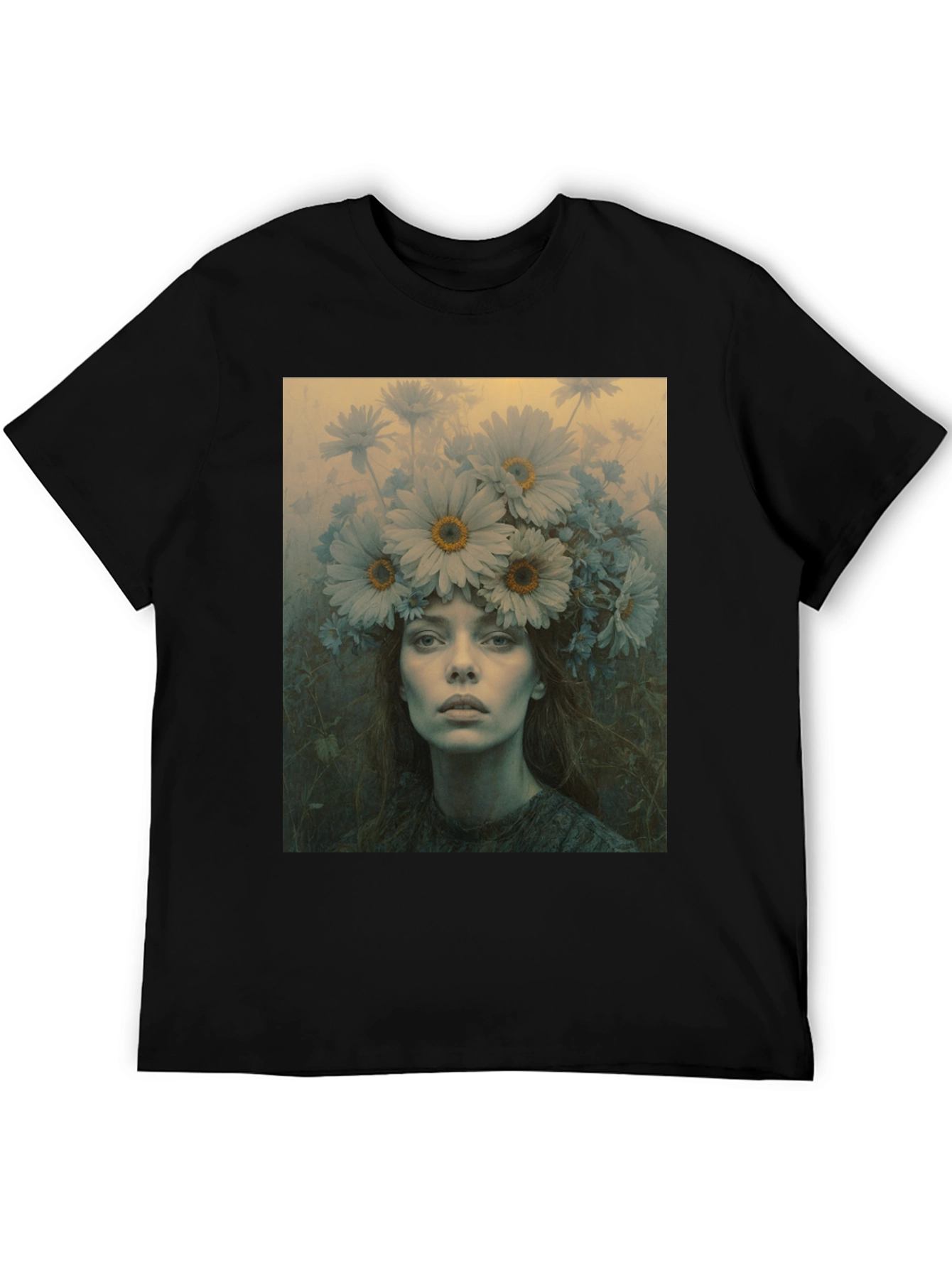 Floral Portrait Graphic Tee - Unisex Black T-Shirt