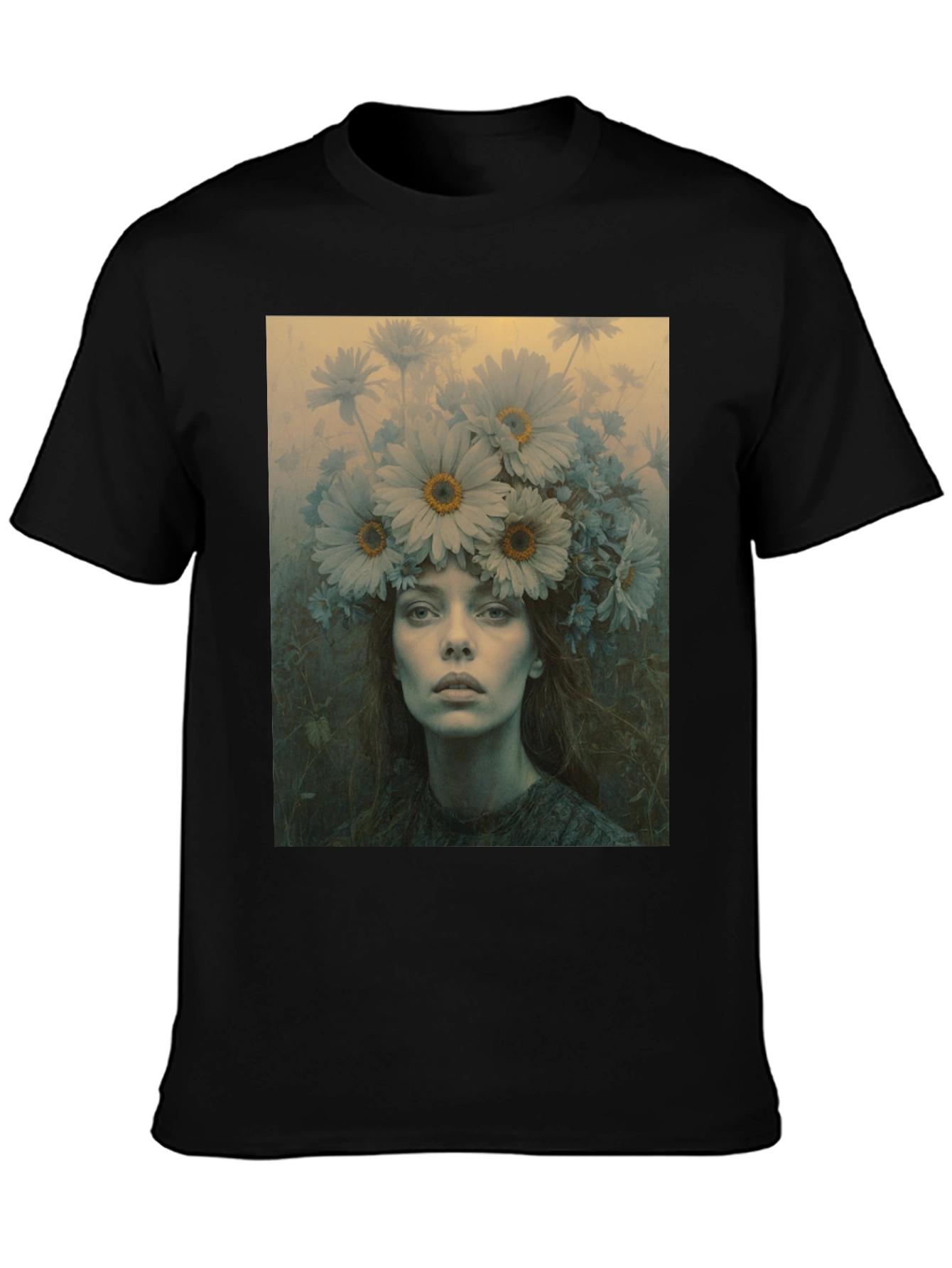 Floral Portrait Graphic Tee - Unisex Black T-Shirt