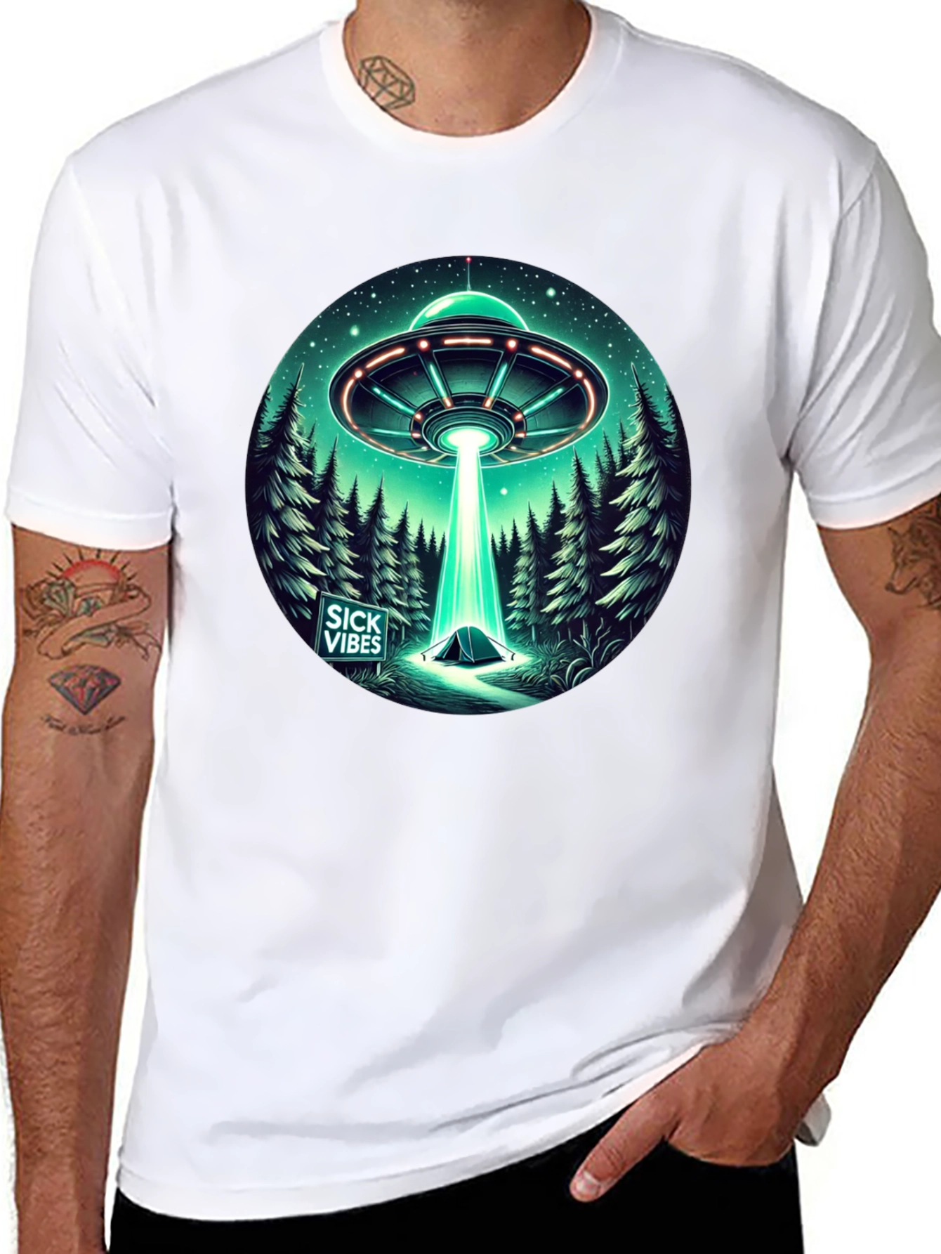 UFO Abduction T-Shirt - Sick Vibes Graphic Tee