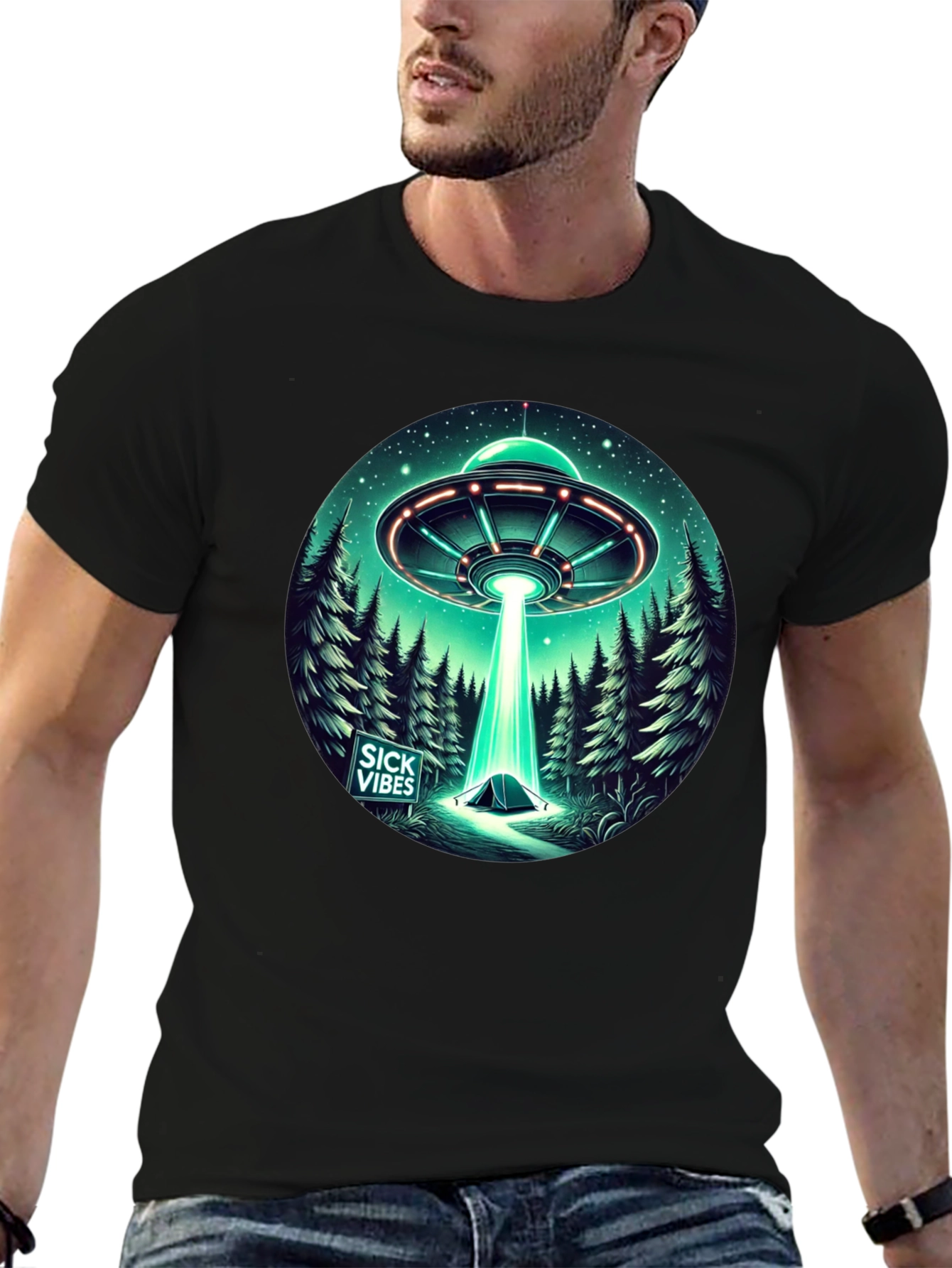 UFO Abduction T-Shirt - Sick Vibes Graphic Tee